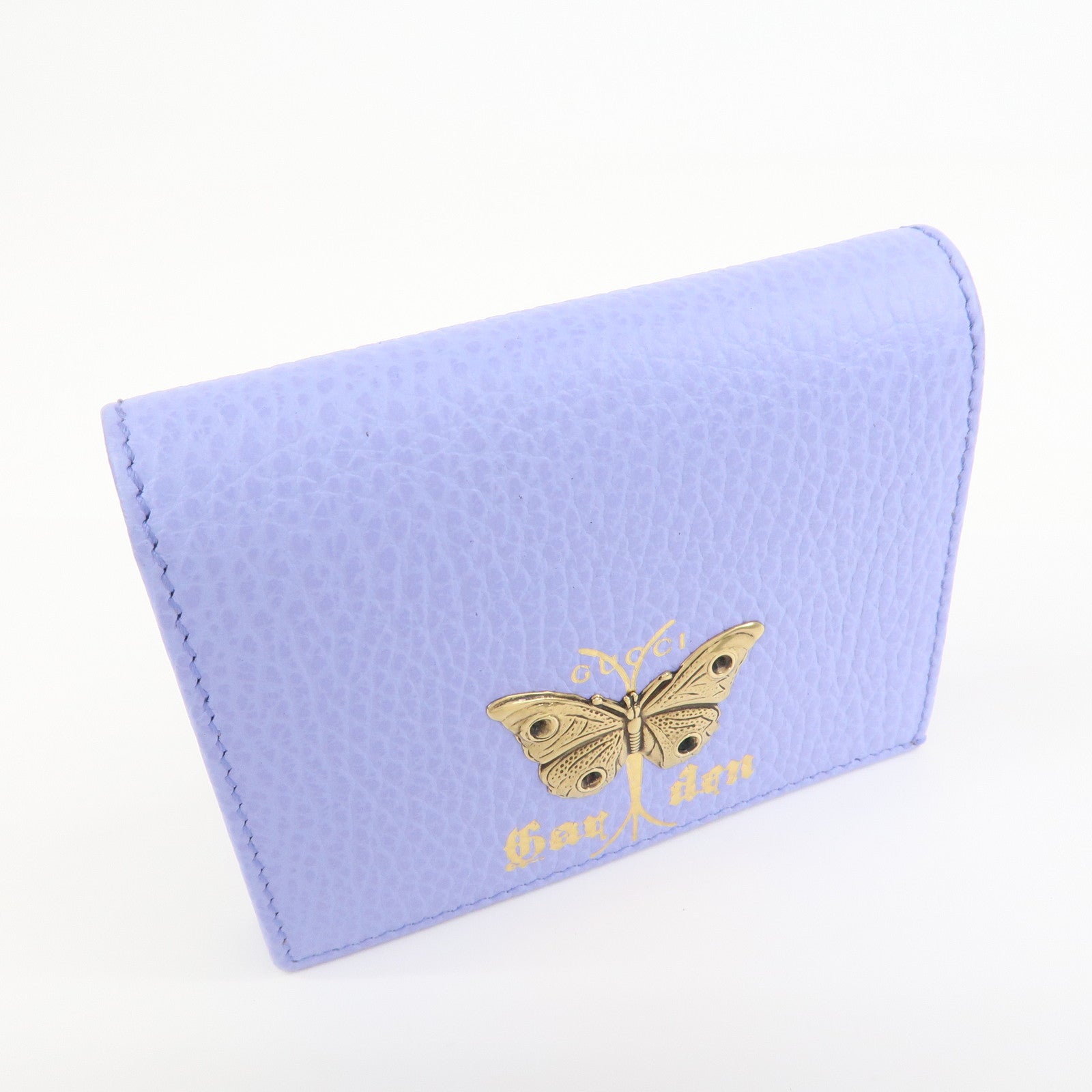 GUCCI Butterfly Calf Leather Bi-Fold Compact Wallet Purple 516929