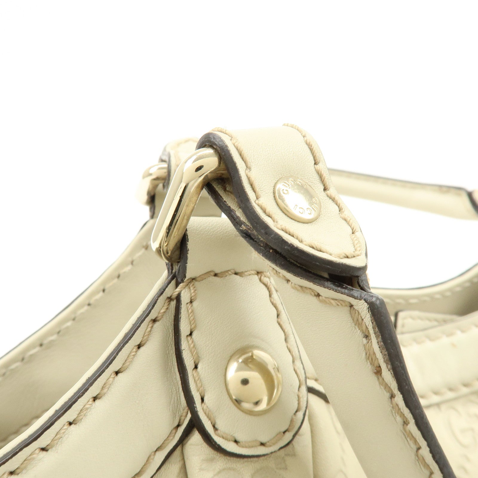 GUCCI Sukey Guccissima Leather Tote Bag Hand Bag White 211944