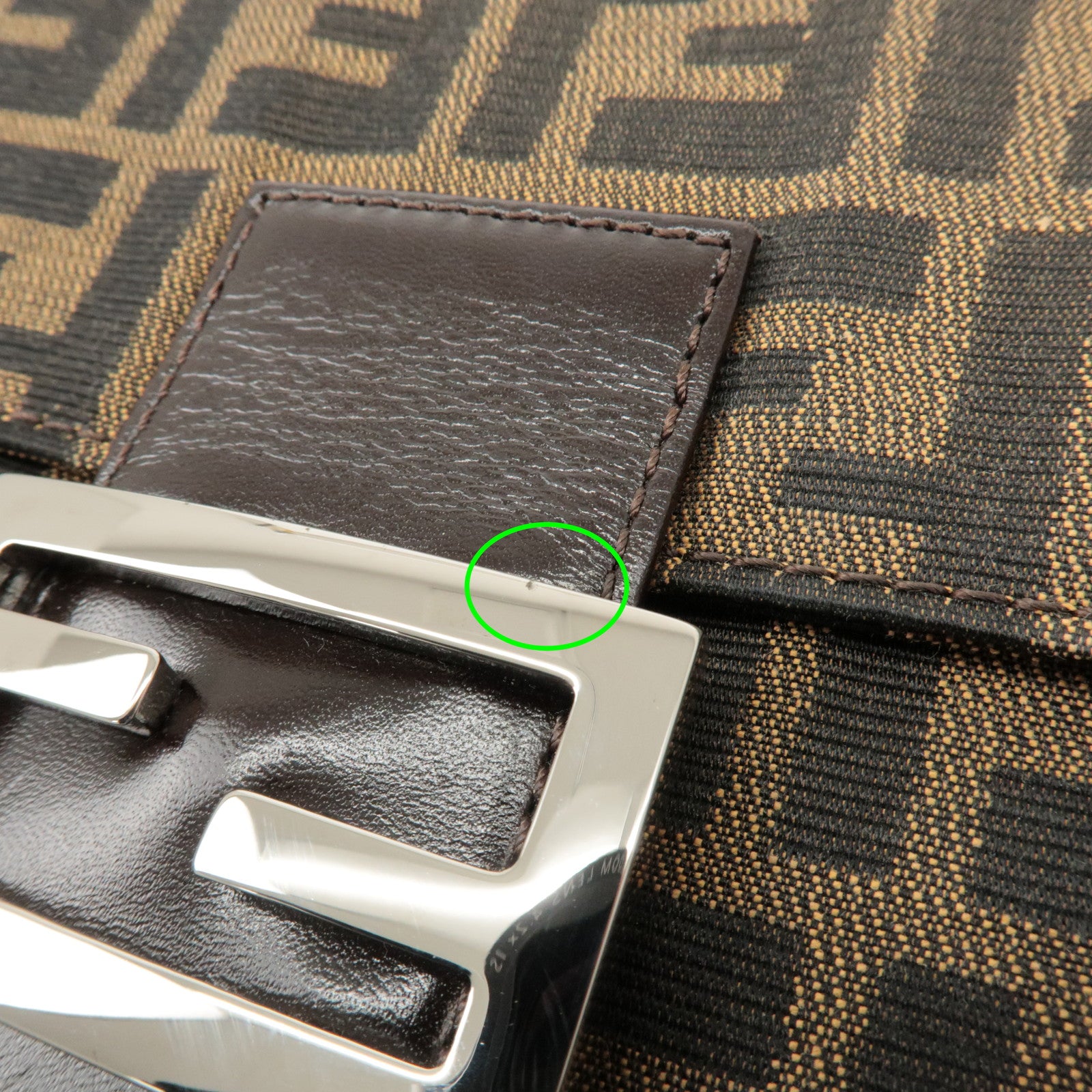 FENDI Zucca Canvas Leather Shoulder Bag Brown Black 0916322 Used