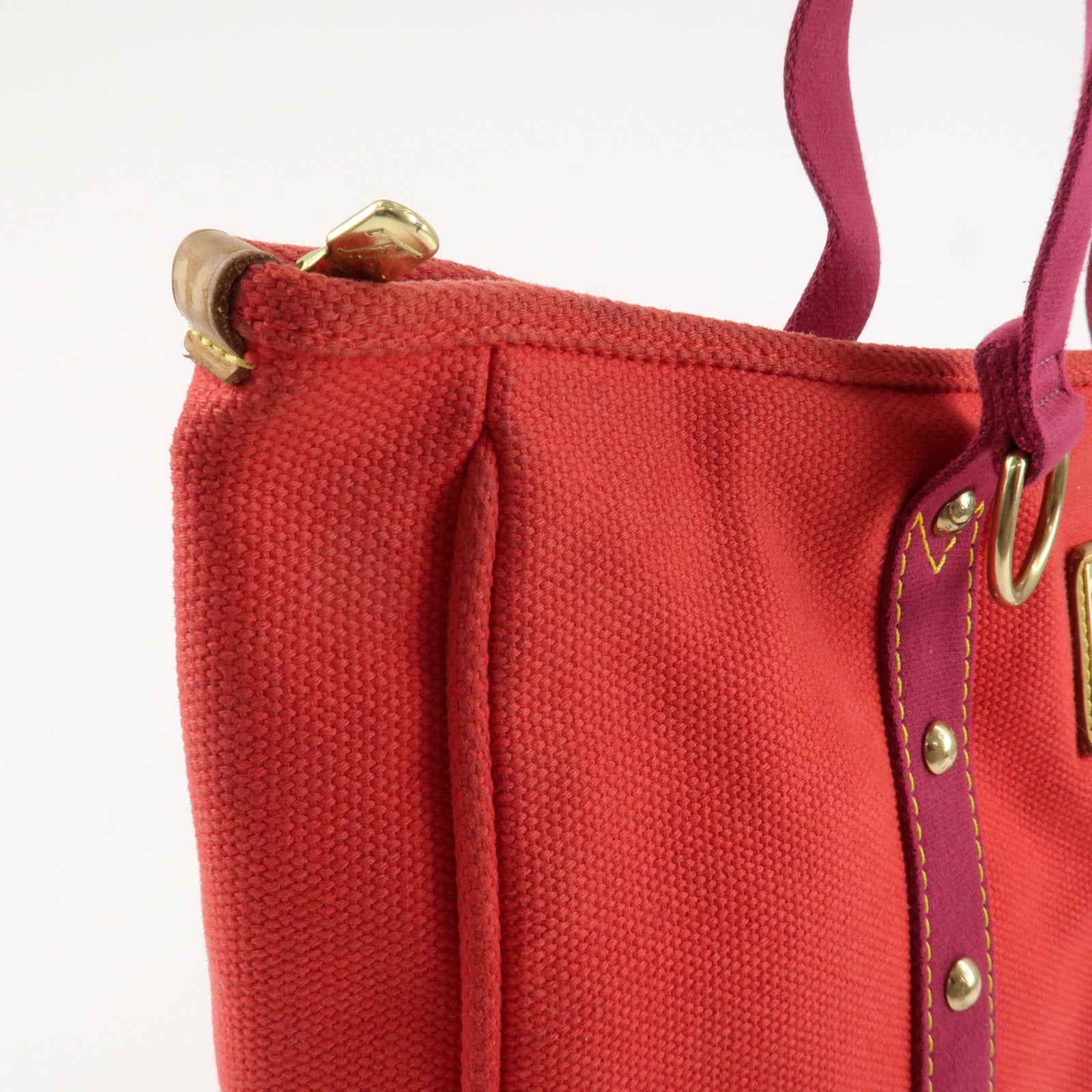 Louis Vuitton Antigua Cabas GM Canvas Shoulder Bag Rouge M40031 Used