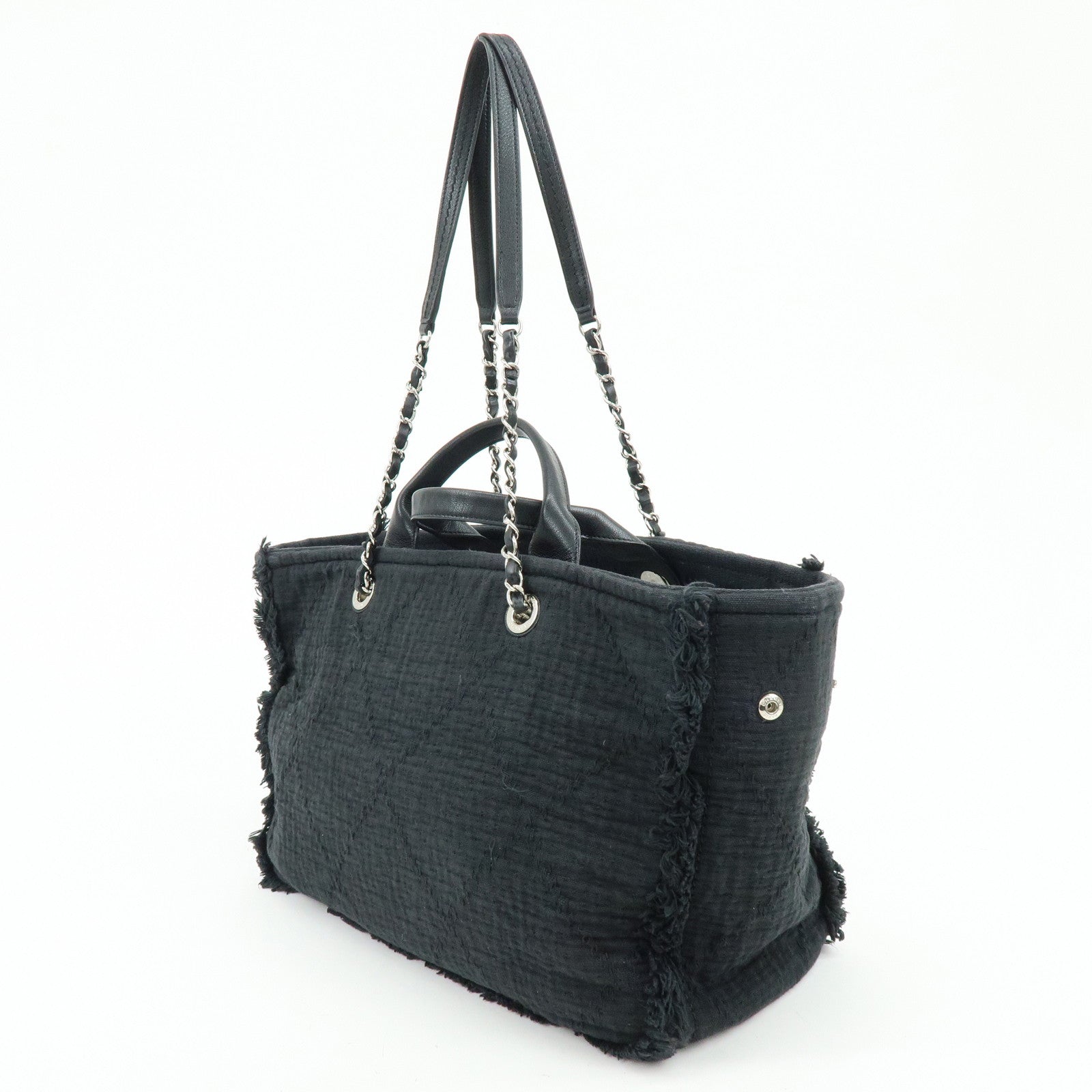 CHANEL COCO Mark Canvas Leather Chain Shoulder Bag Tote Bag A57180