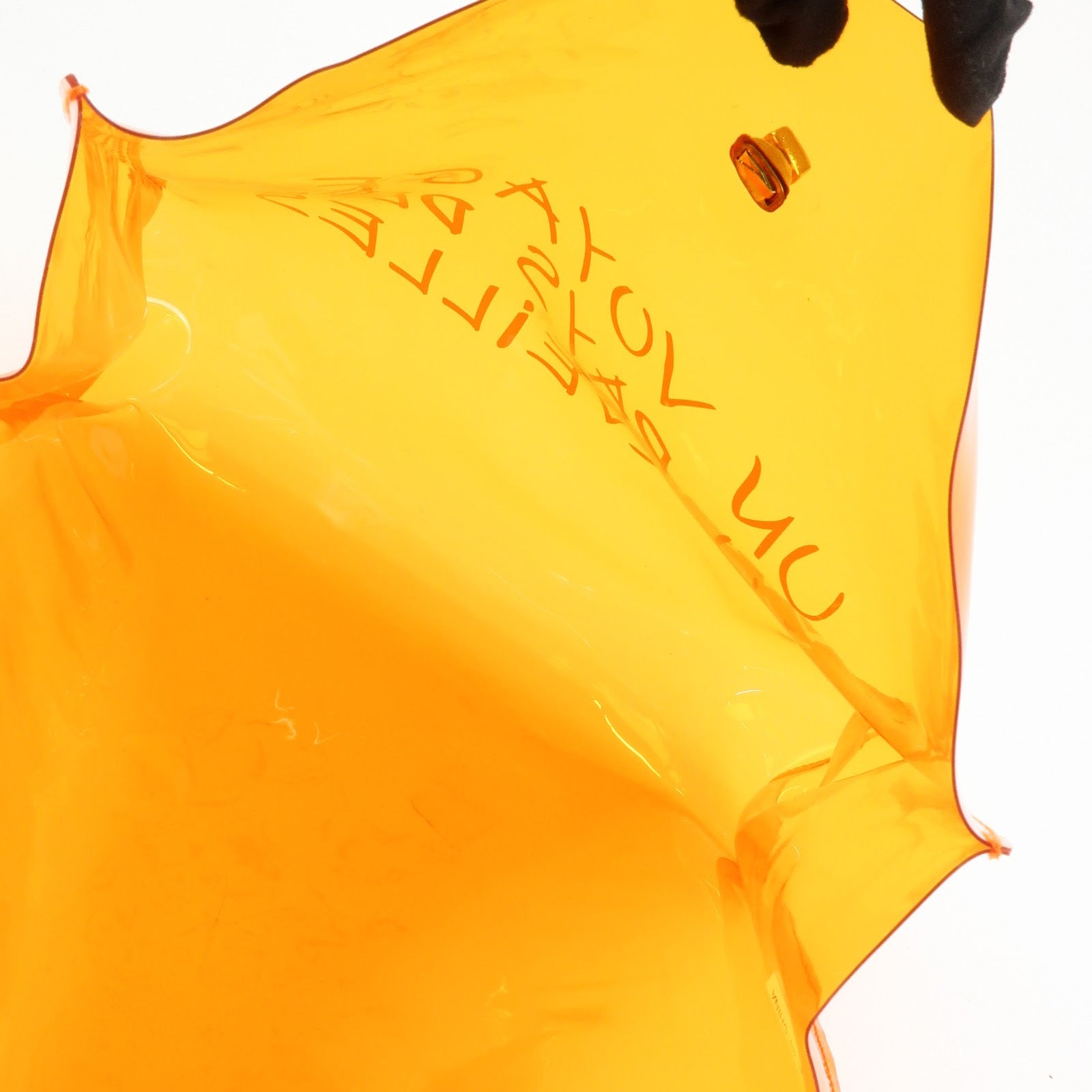 HERMES Kelly Vinyl Hand Bag Clear Transparent Orange