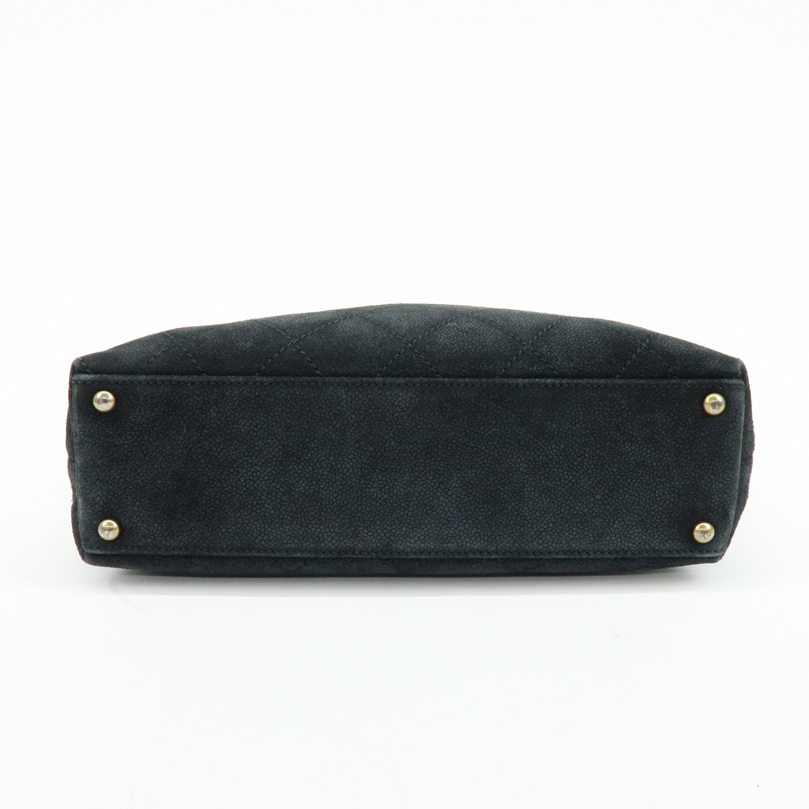 CHANEL Matelasse COCO Mark Suede Tote Bag Shoulder Bag Black