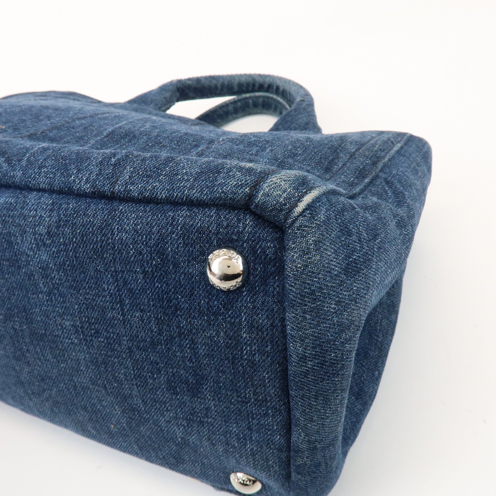 PRADA Canapa Mini 2Way Bag Hand Shoulder Bag Denim Blue B2439G