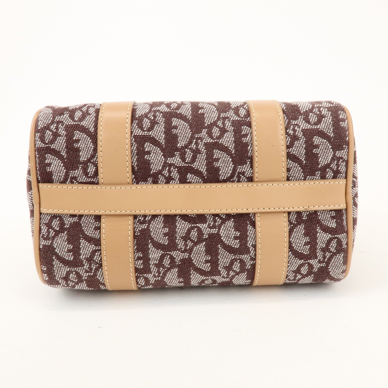 Christian Dior Trotter Jacquard Canvas Leather Mini Boston Hand Bag