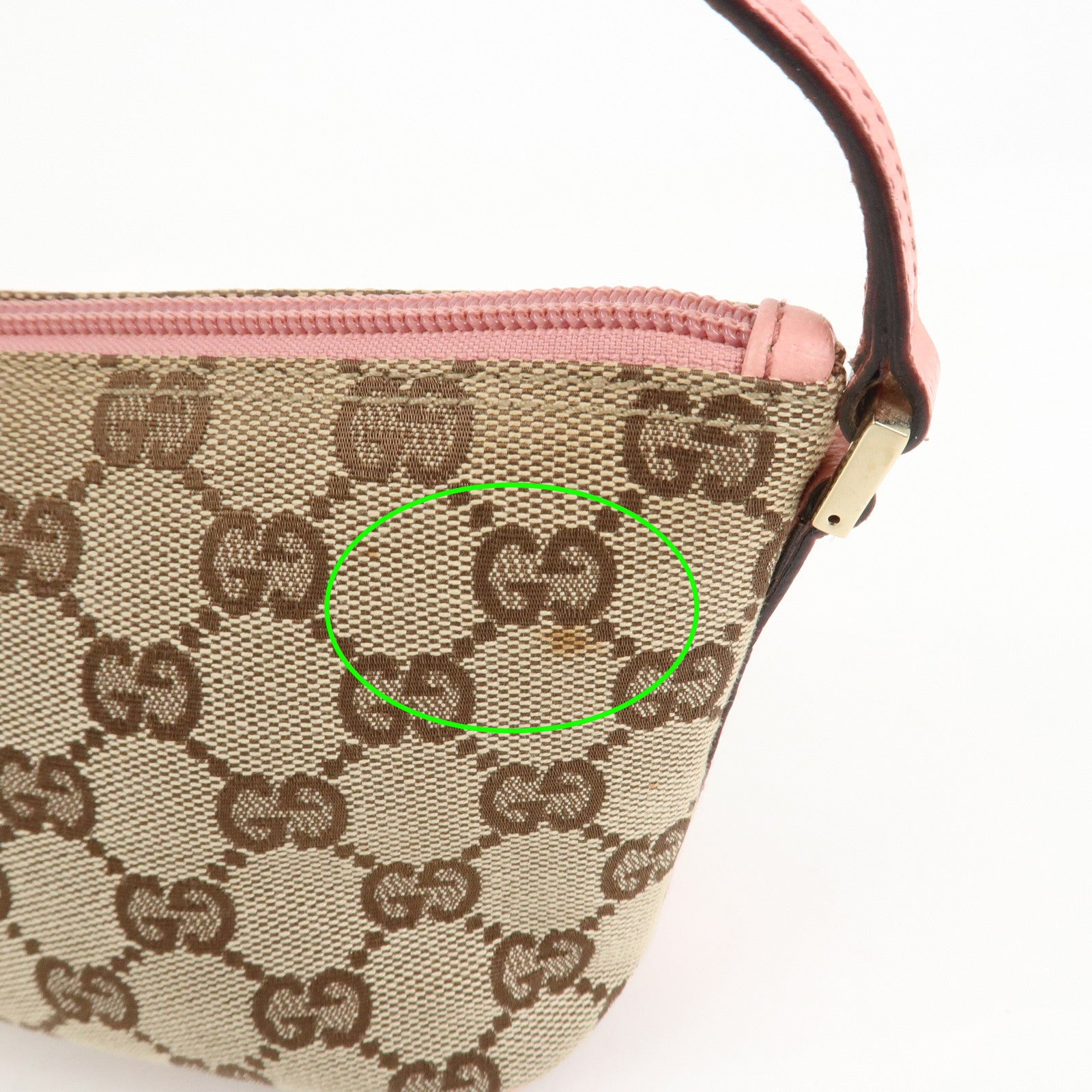 GUCCI Boat Bag GG Monogram Canvas Leather Hand Bag Beige Pink 07198