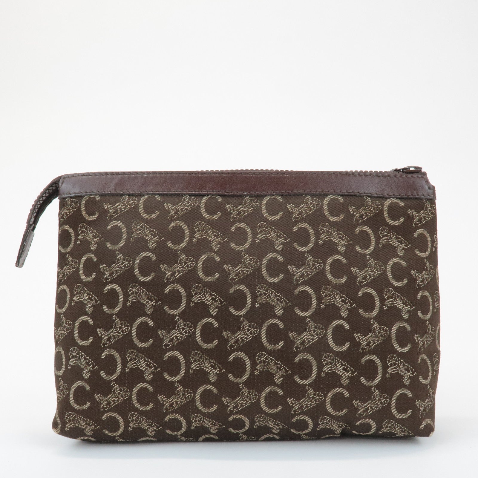 CELINE C Macadam Canvas Leather Pouch Brown