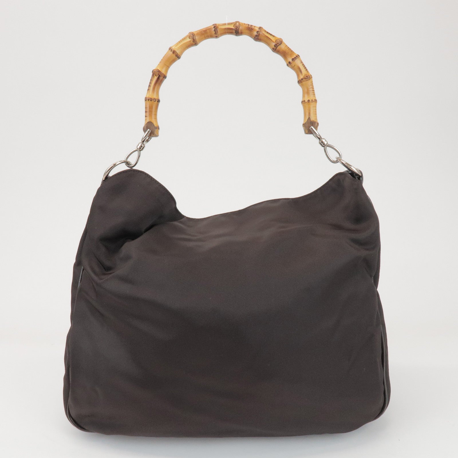 GUCCI Bamboo Nylon Canvas Leather 2Way Hand Shoulder Bag 001.2404