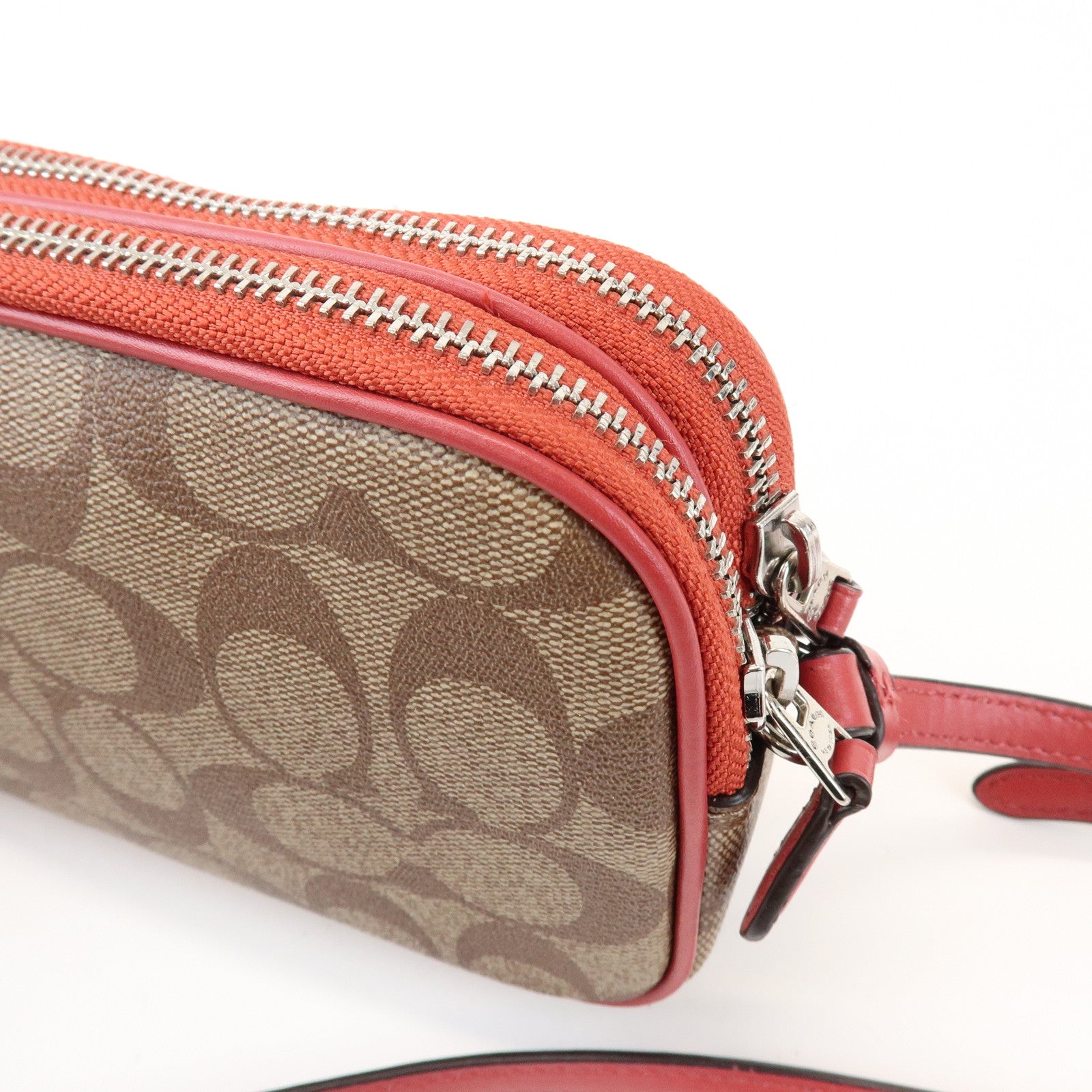 COACH Signature Pacman Collaboration Shoulder Bag Brown Red