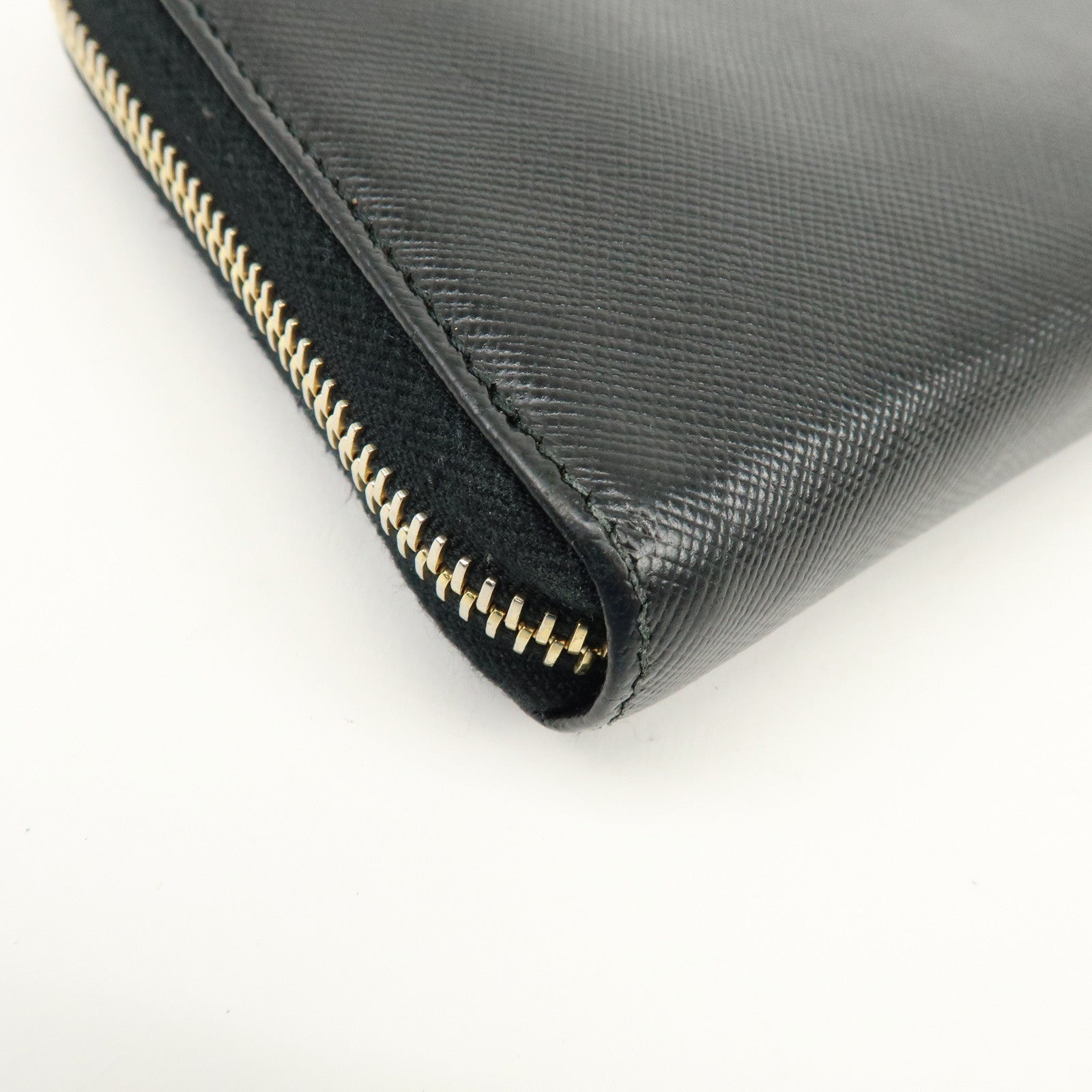 PRADA Saffiano Leather Round Zippy Long Wallet Black 1M0506