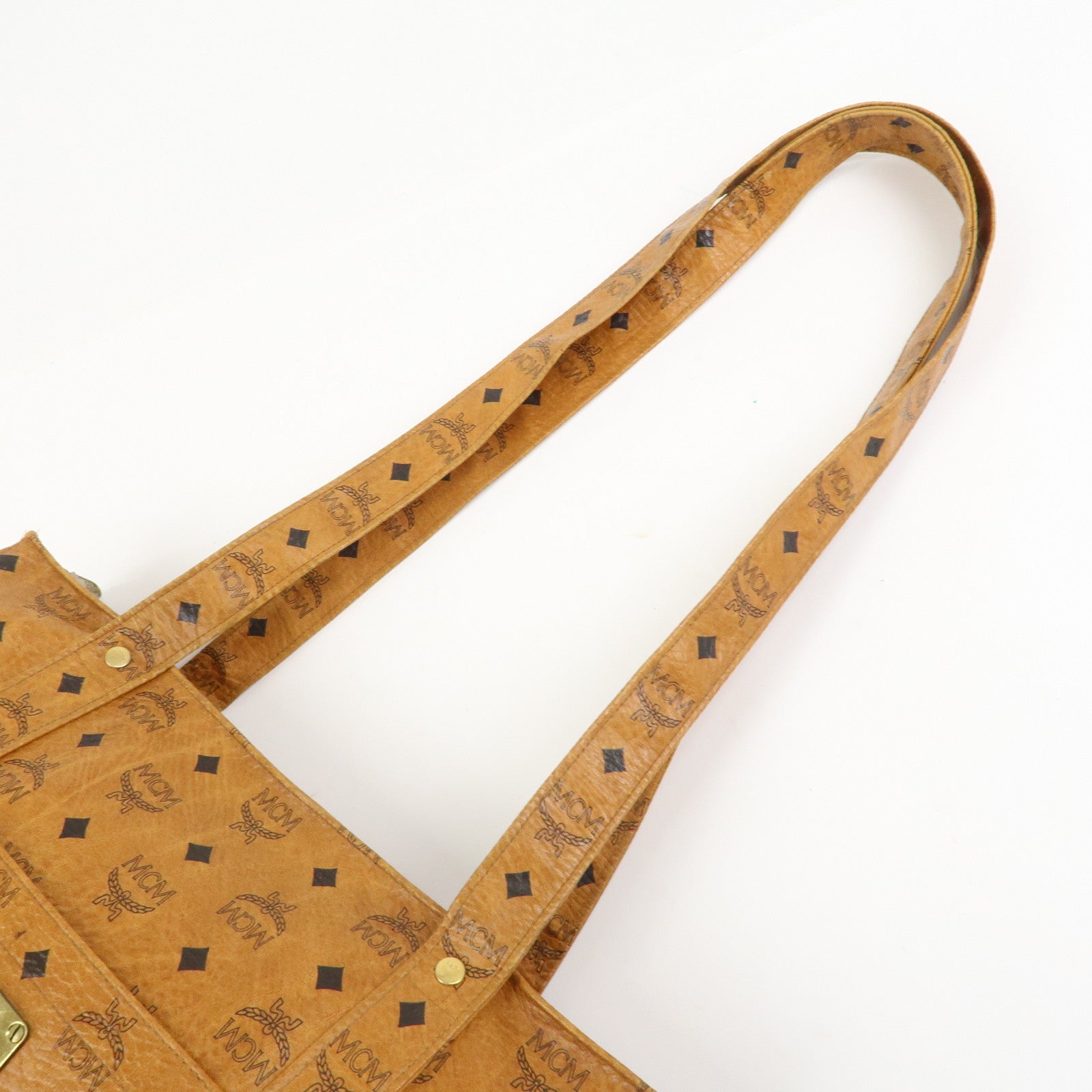 MCM Visetos Leather Tote Bag Shoulder Bag Hand Bag Brown