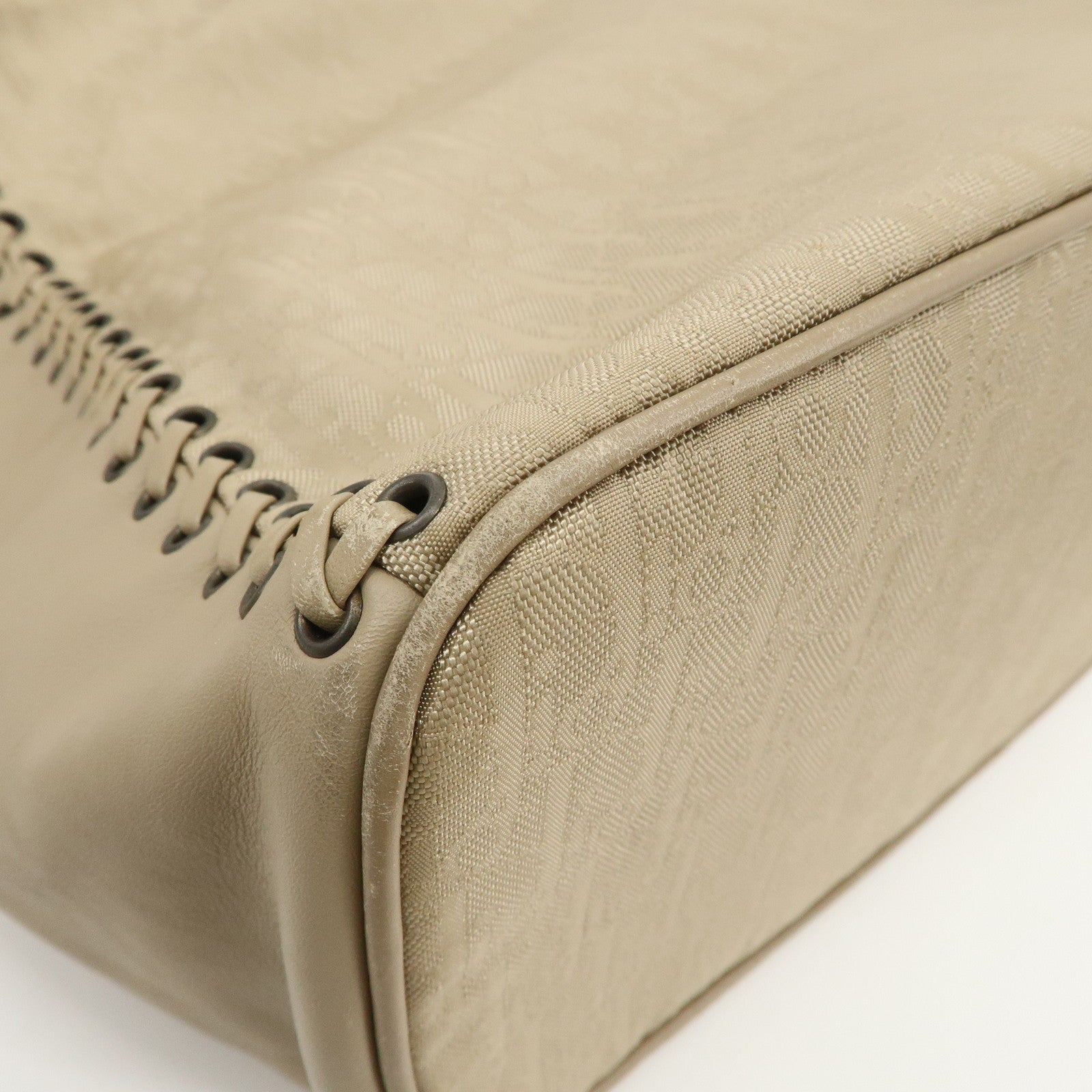 Christian Dior Trotter Nylon Leather Shoulder Bag Hand Bag Beige