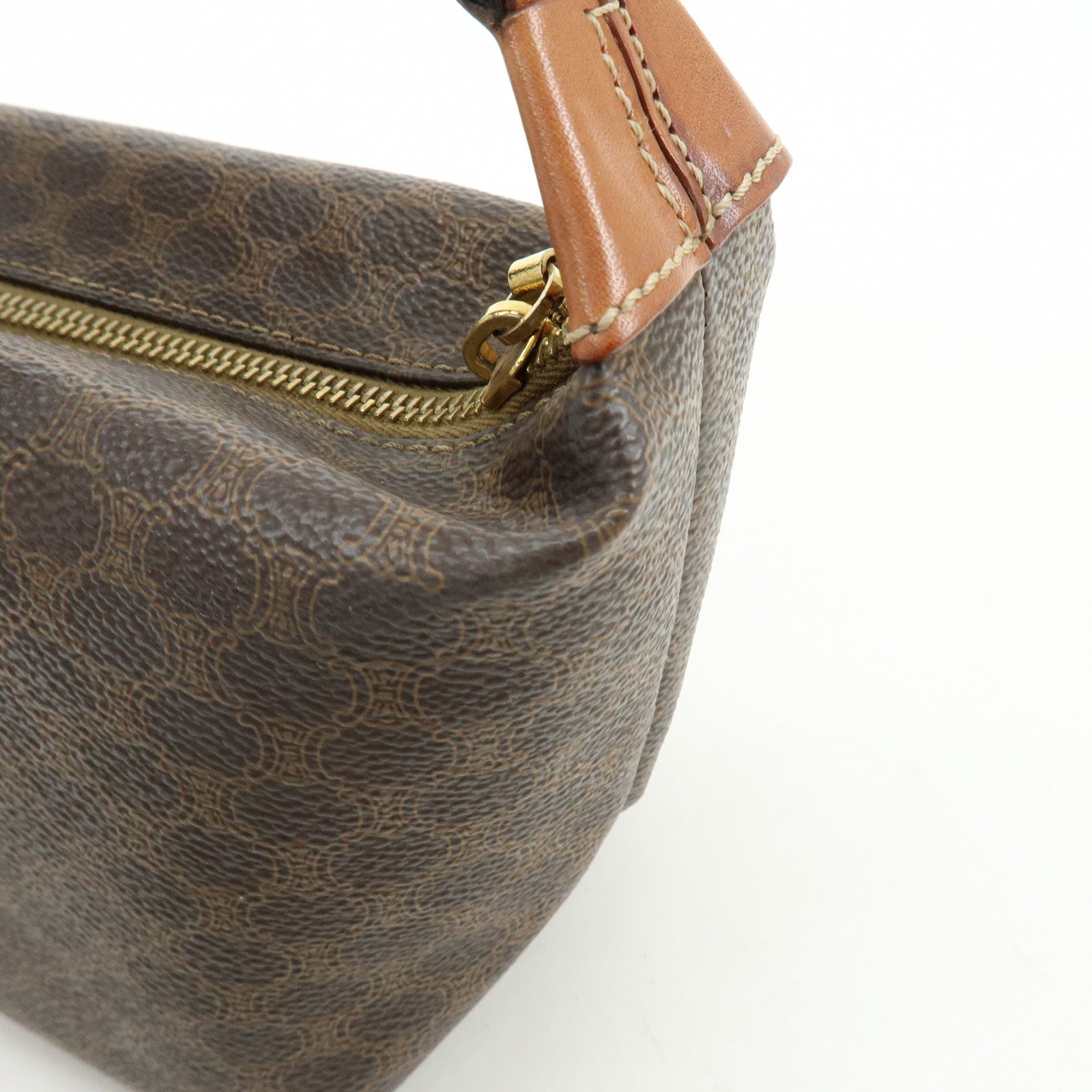 CELINE Macadam PVC Leather Hand Bag Brown