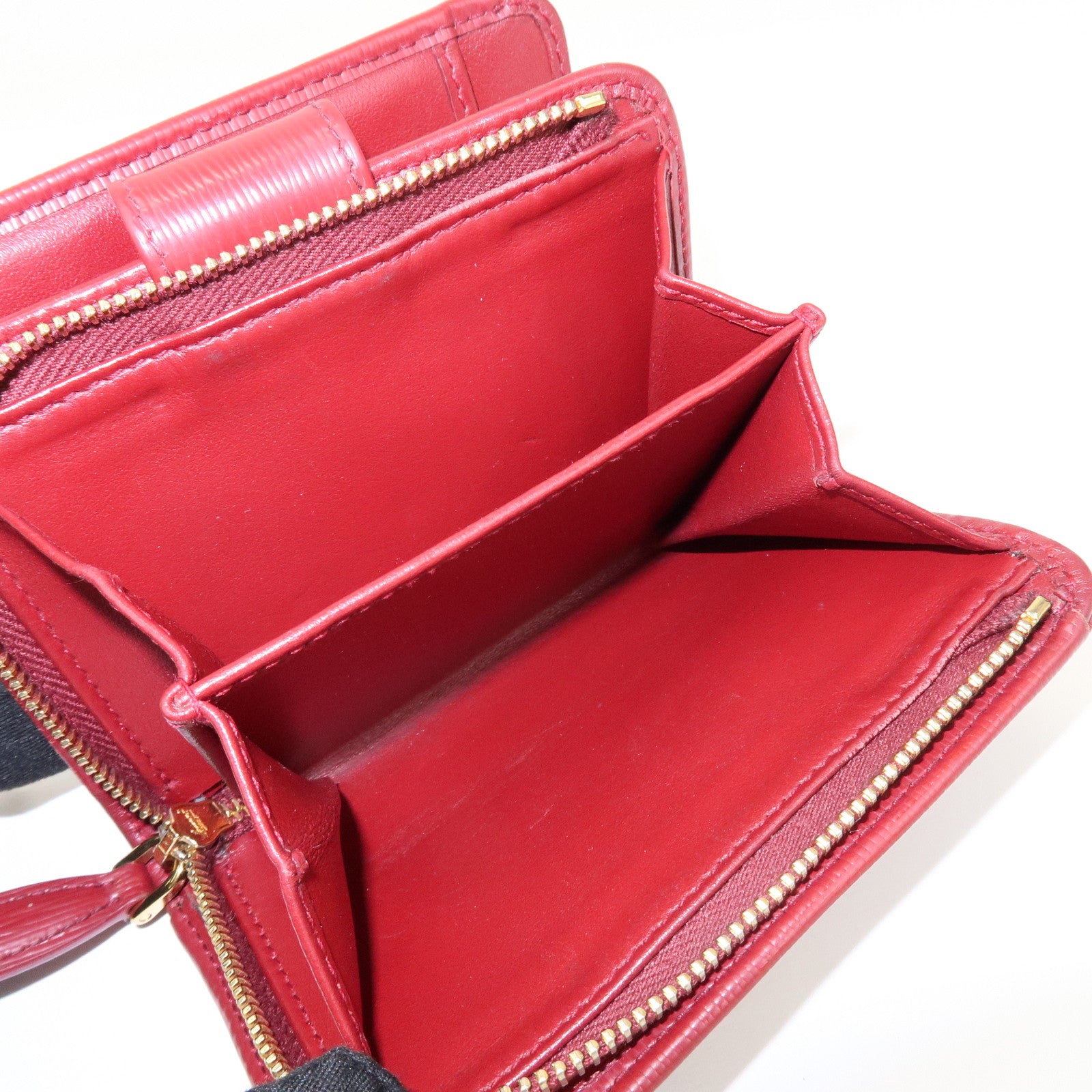 PRADA Vitello Move Leather Compact Bi-fold Wallet Red 1ML018