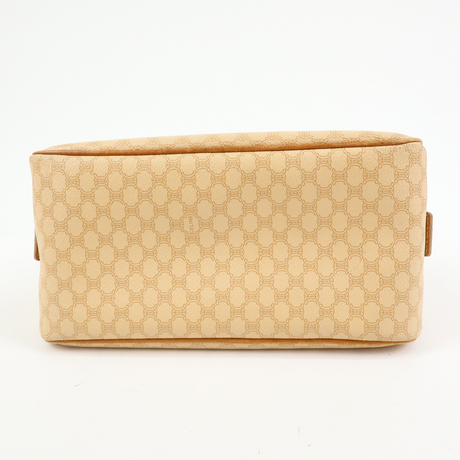 CELINE Macadam PVC Leather Hand Bag Boston Bag Beige Camel