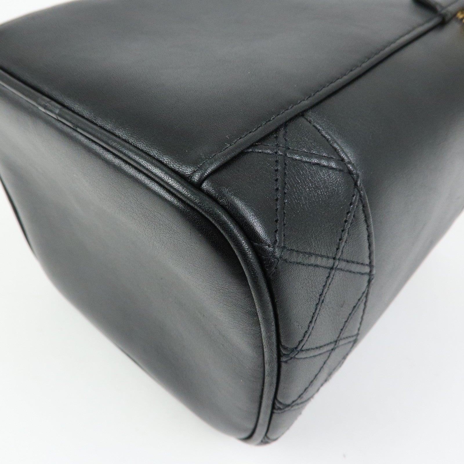 CHANEL COCO Mark Bicolore Lamb Skin Vanity Bag Hand Bag A01619