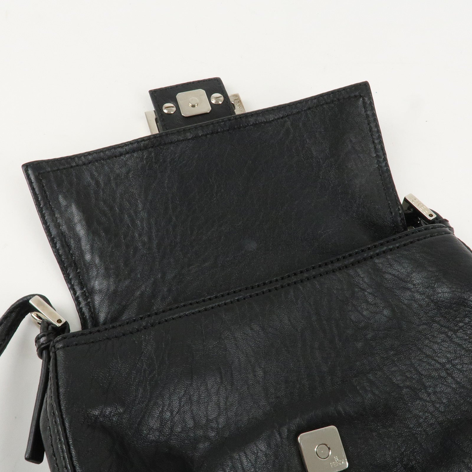 FENDI Mamma Baguette Shoulder Bag Hand Bag Black 8BR180 Used