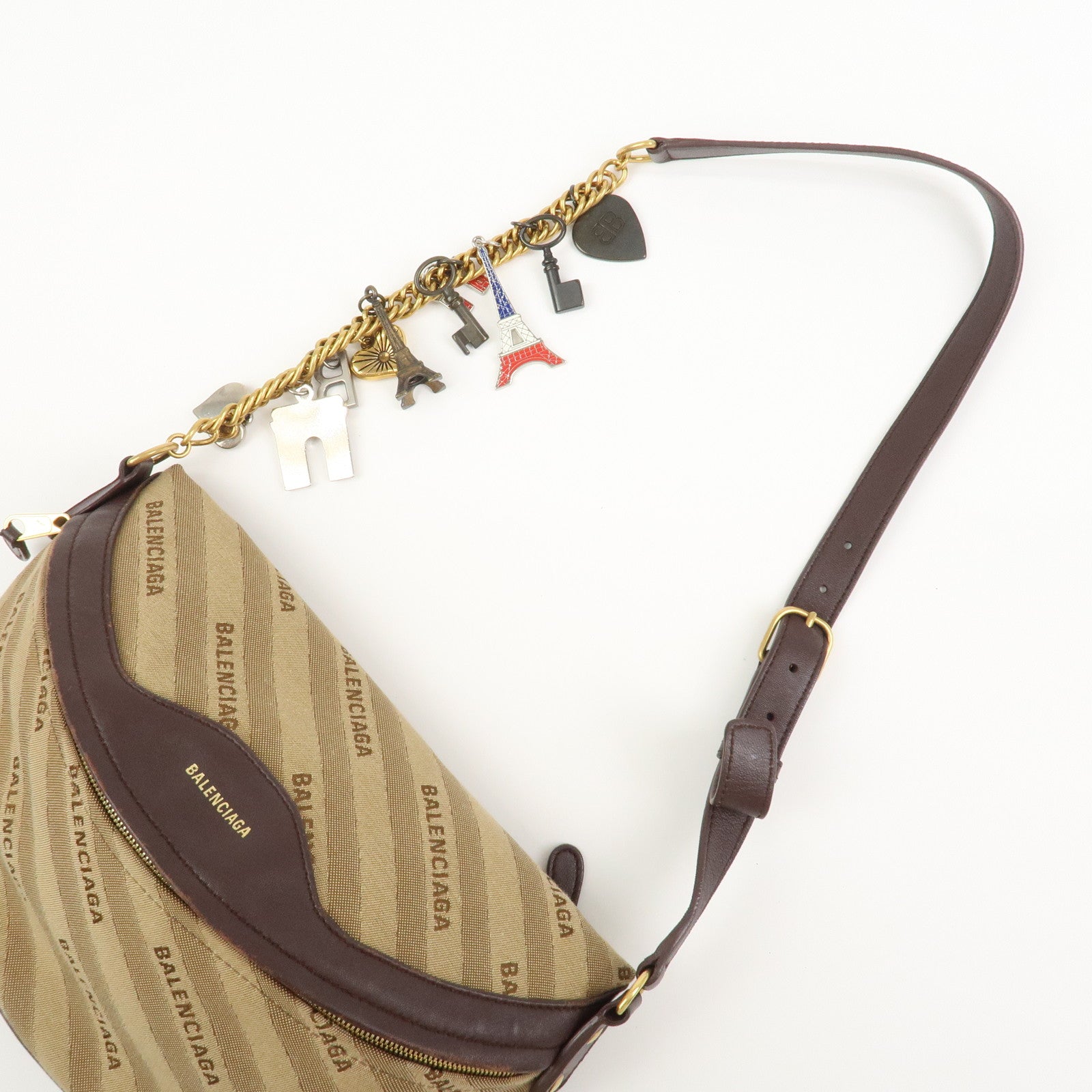 BALENCIAGA Leather Souvenir XS Body Bag Crossbody Bag Brown 518163