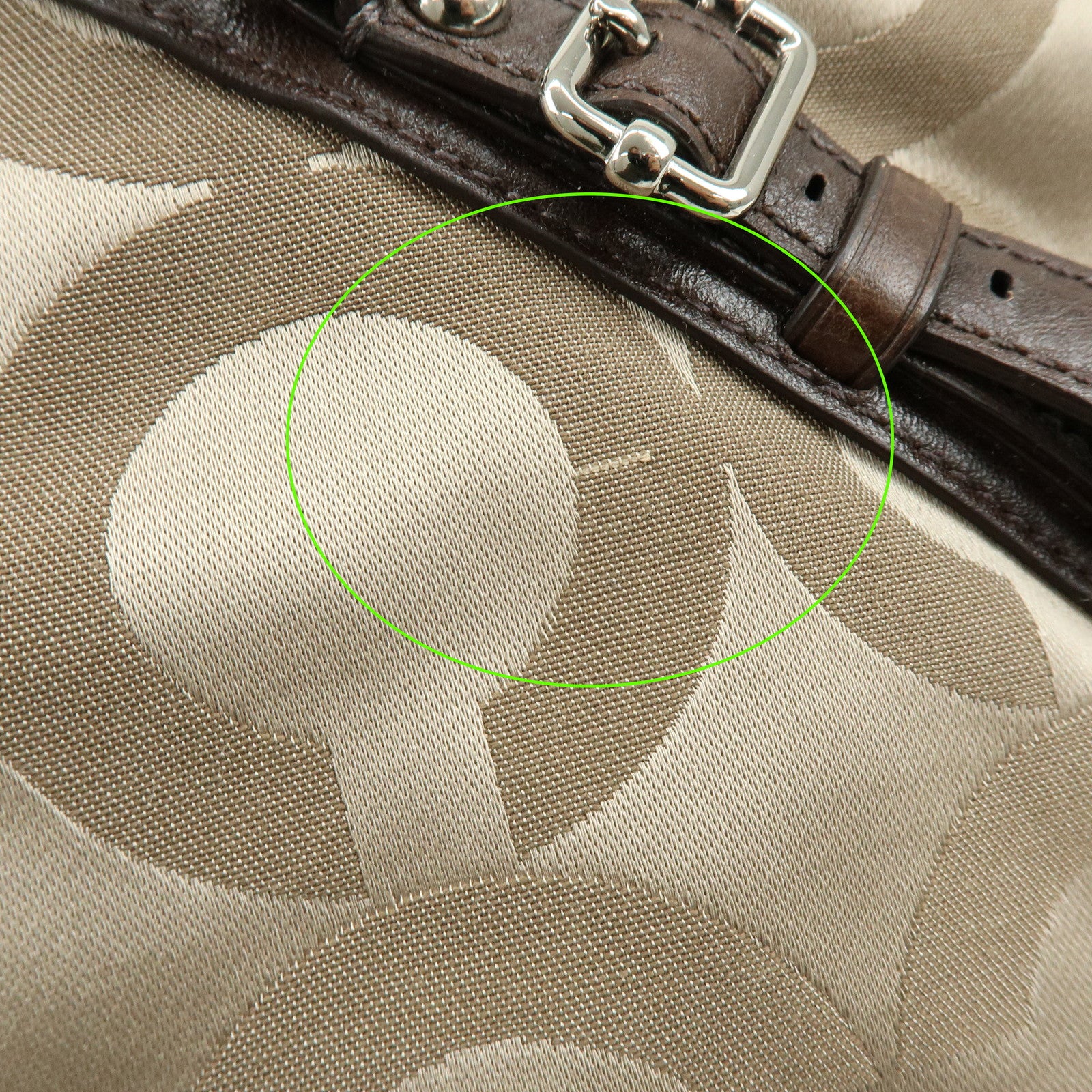 COACH Signature Nylon Learher 2Way Shoulder Bag Hand Bag Gold Brown