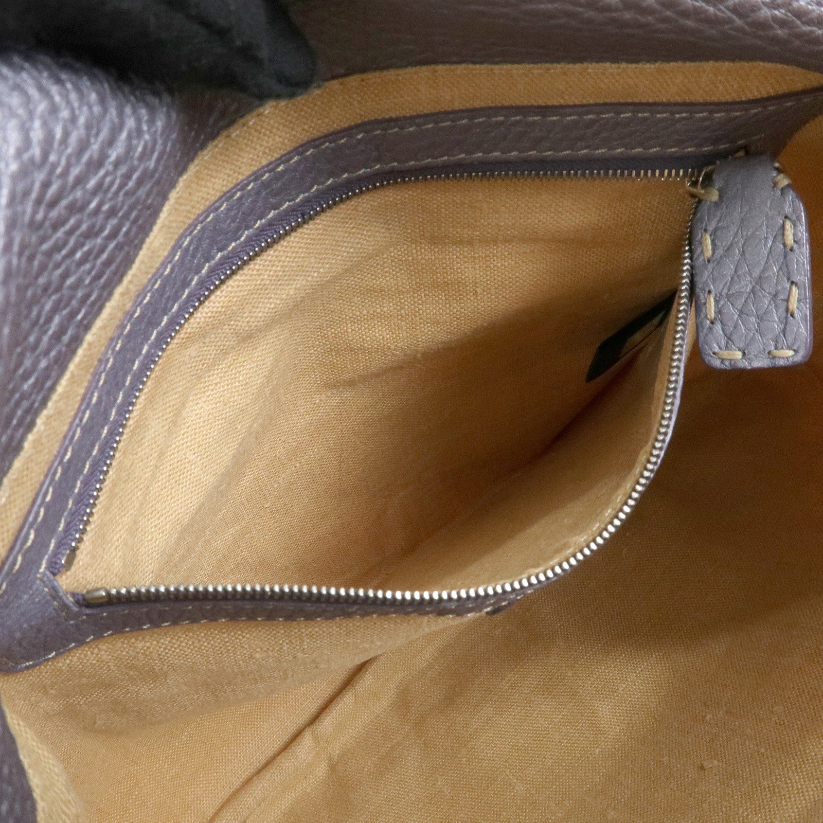 FENDI Selleria Canvas Leather Tote Bag Natural Light Purple 8BR488