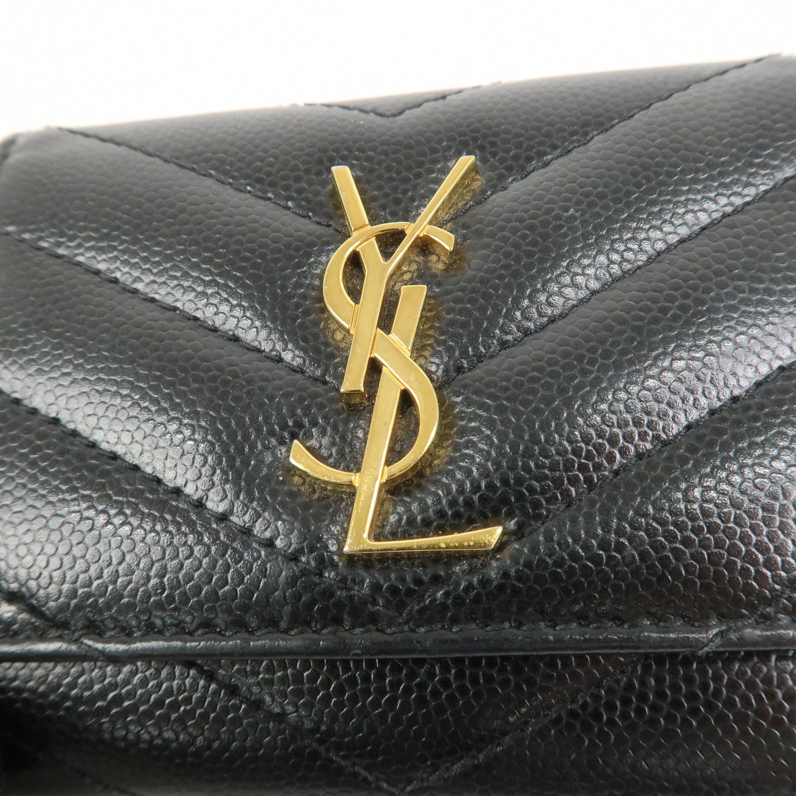 SAINT LAURENT PARIS Leather Key Case Key Holder Black 580656