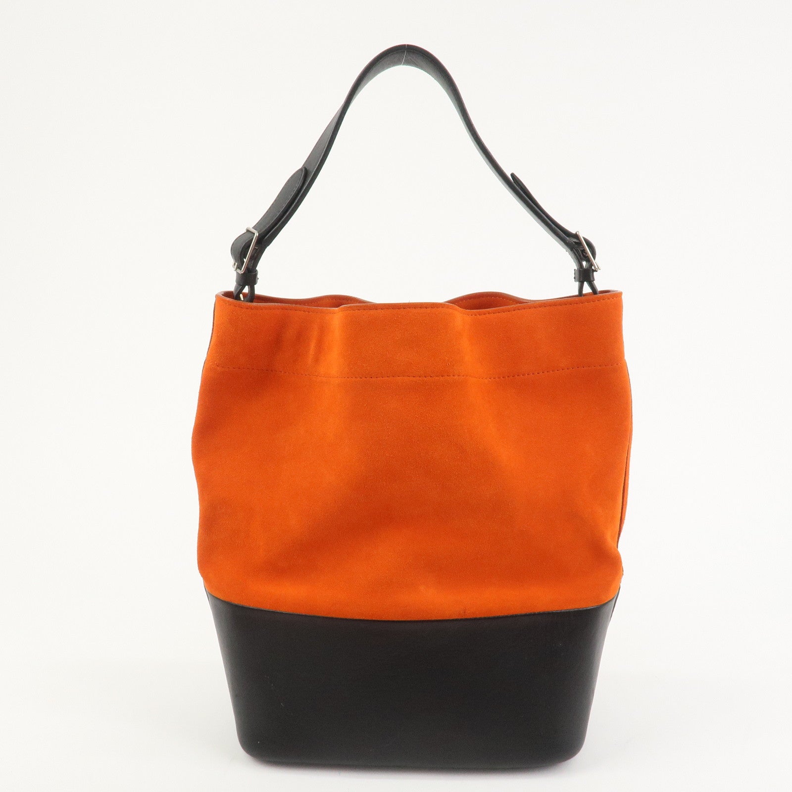 CELINE Suede Calf Leather Shoulder Bag Hand Bag Orange Black