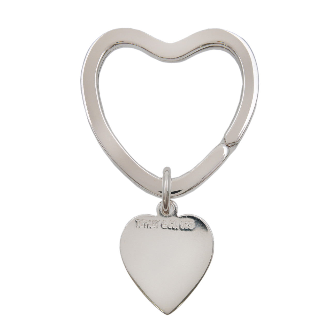 Tiffany & Co Heart Plate Key Ring Key Chain Bag Charm SV925 Silver