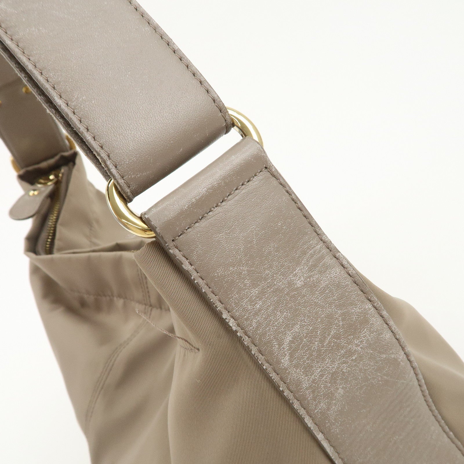 Ferragamo Vara Ribbon Nylon Leather Shoulder Bag Hand Bag Gray