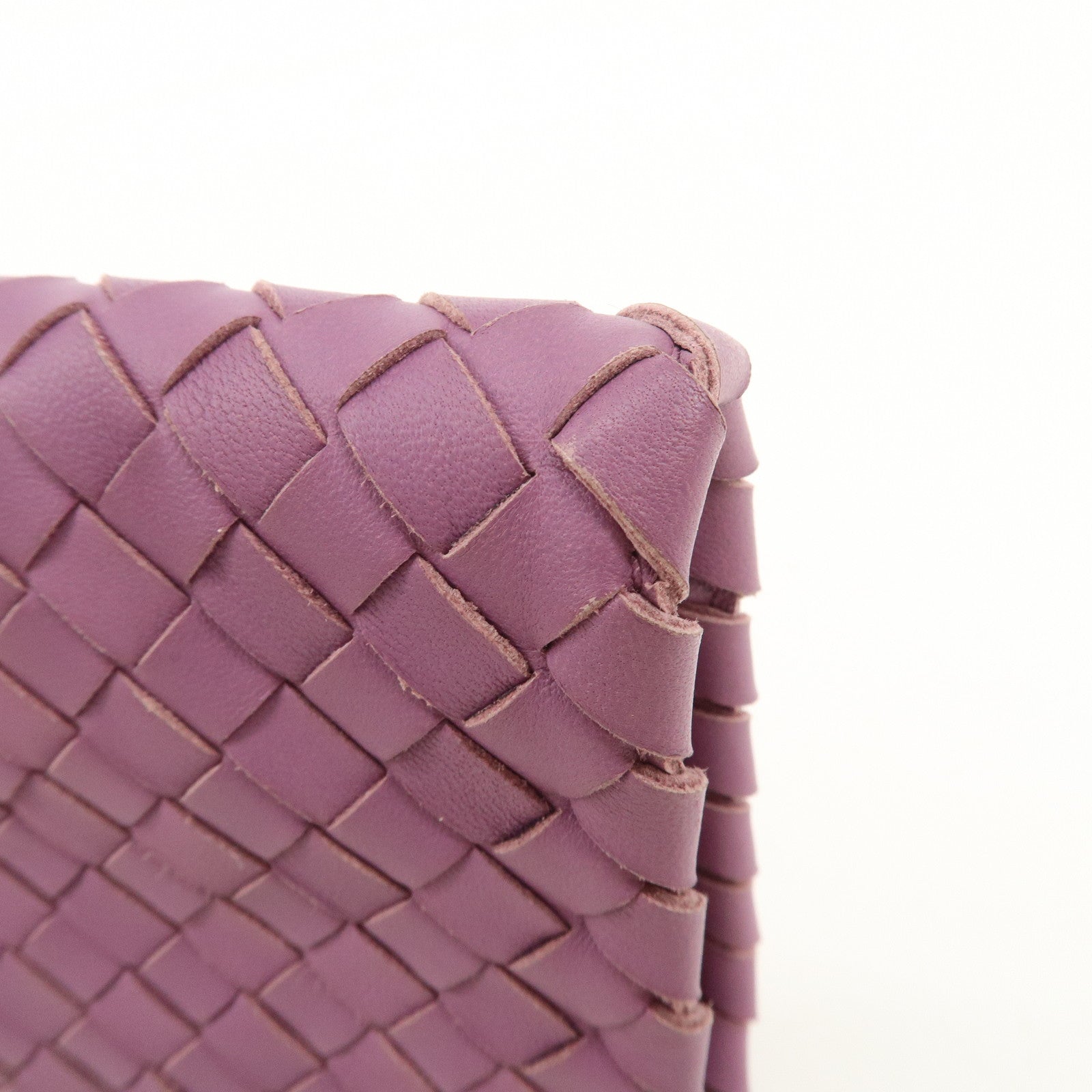 BOTTEGA VENETA Intrecciato Leather Clutch Bag Purple Used