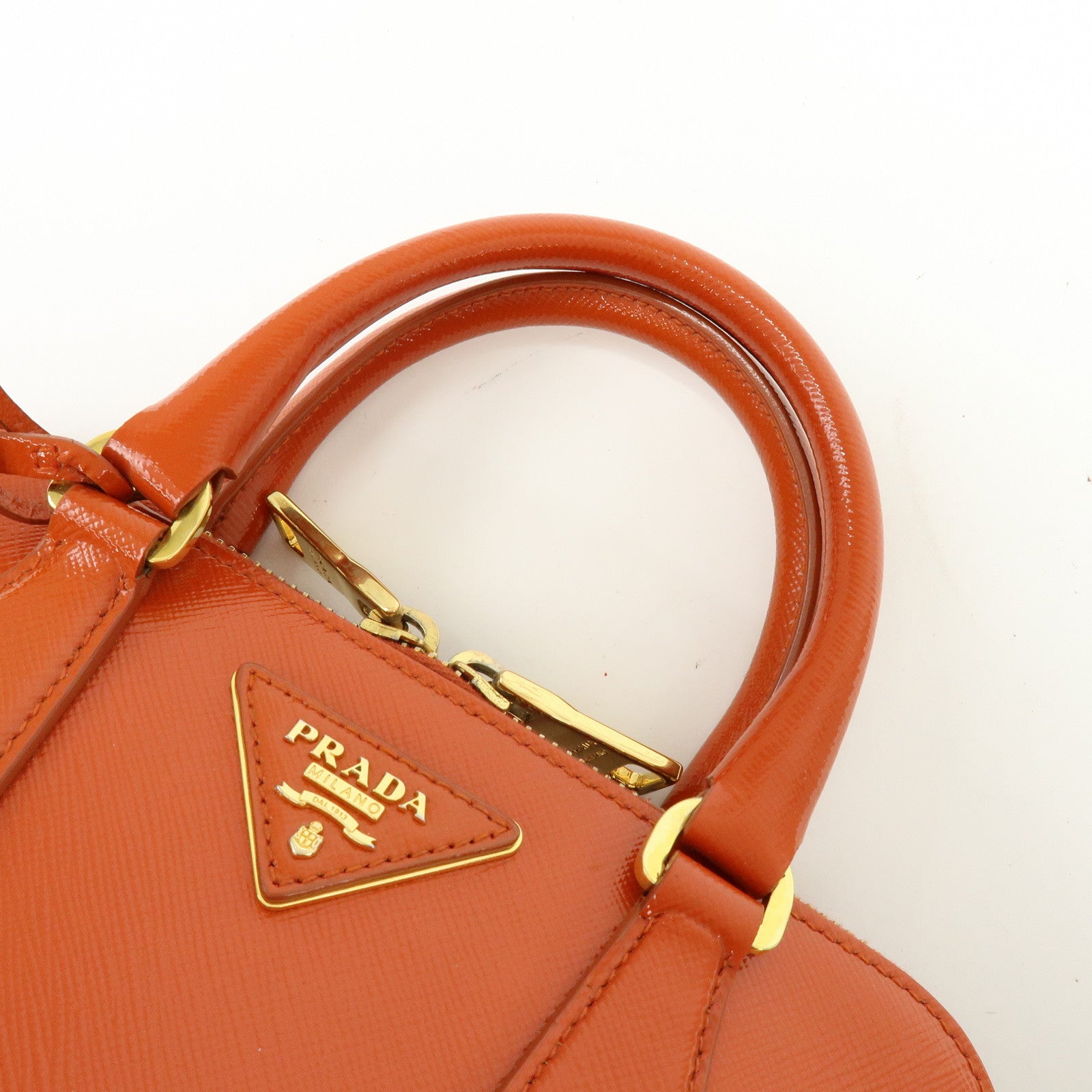 PRADA Triangle Logo Patent Leather 2Way Hand Shoulder Bag BL0838