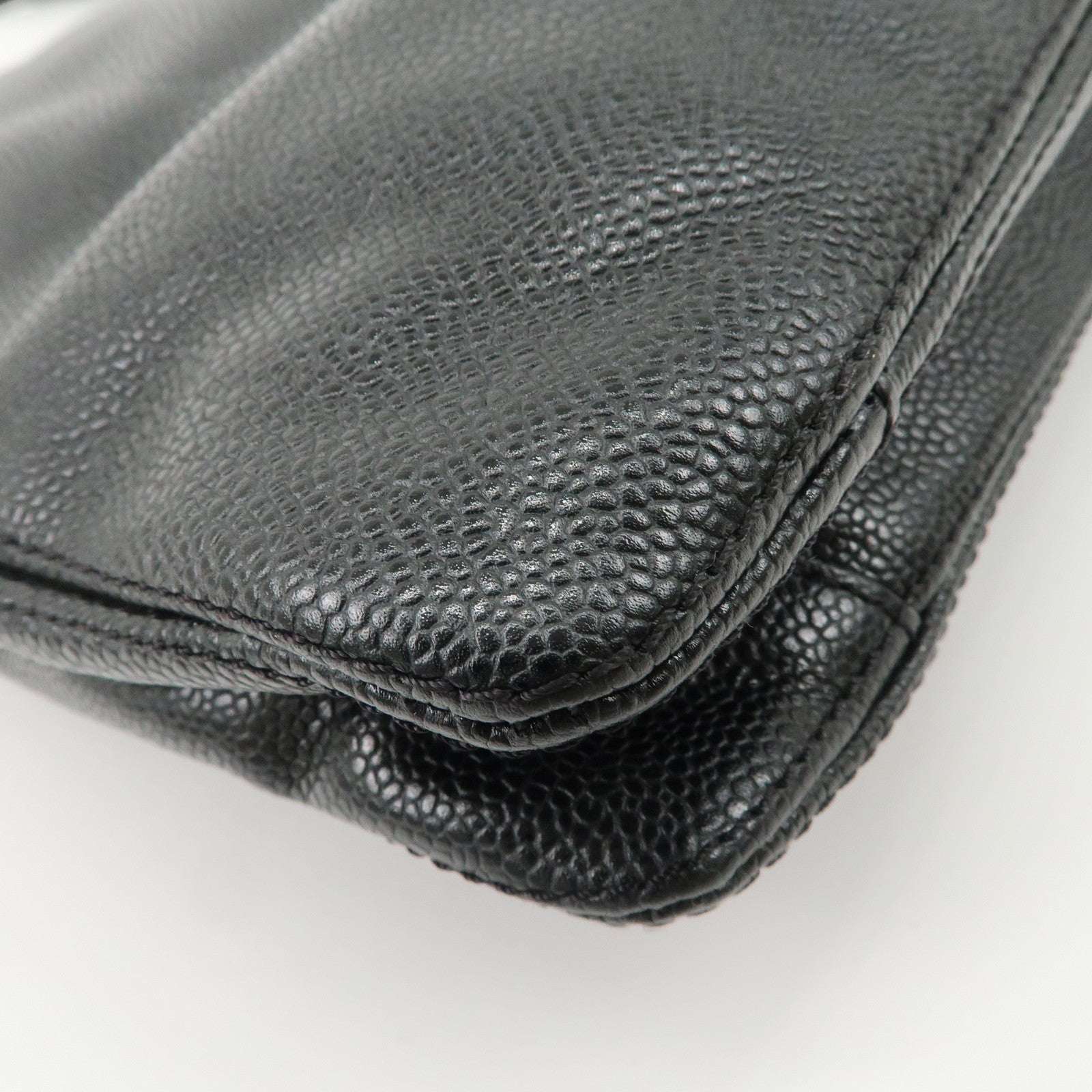 CHANEL COCO Mark Caviar Skin Tote Bag Hand Shoulder Bag Black Used