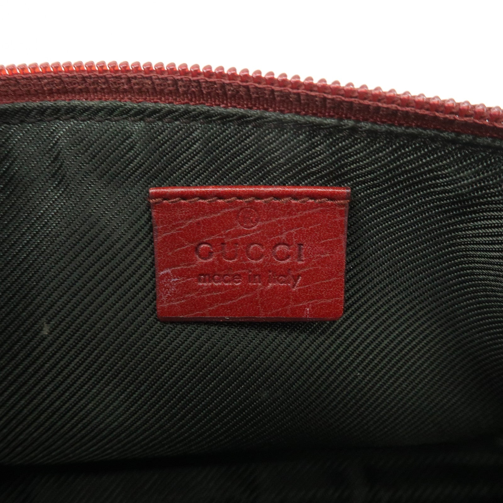 GUCCI Boat Bag GG Canvas Leather Accessory Poach Hand Bag Red 07198