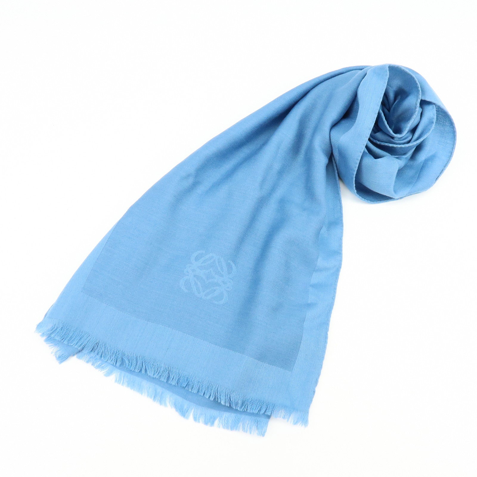 LOEWE Anagram Wool Silk 32×184 Scarf Blue