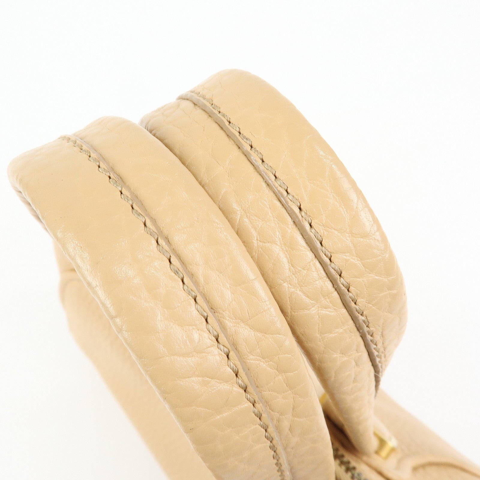 FENDI Chameleon Leather Hand Bag Tote Bag Beige 8BL114