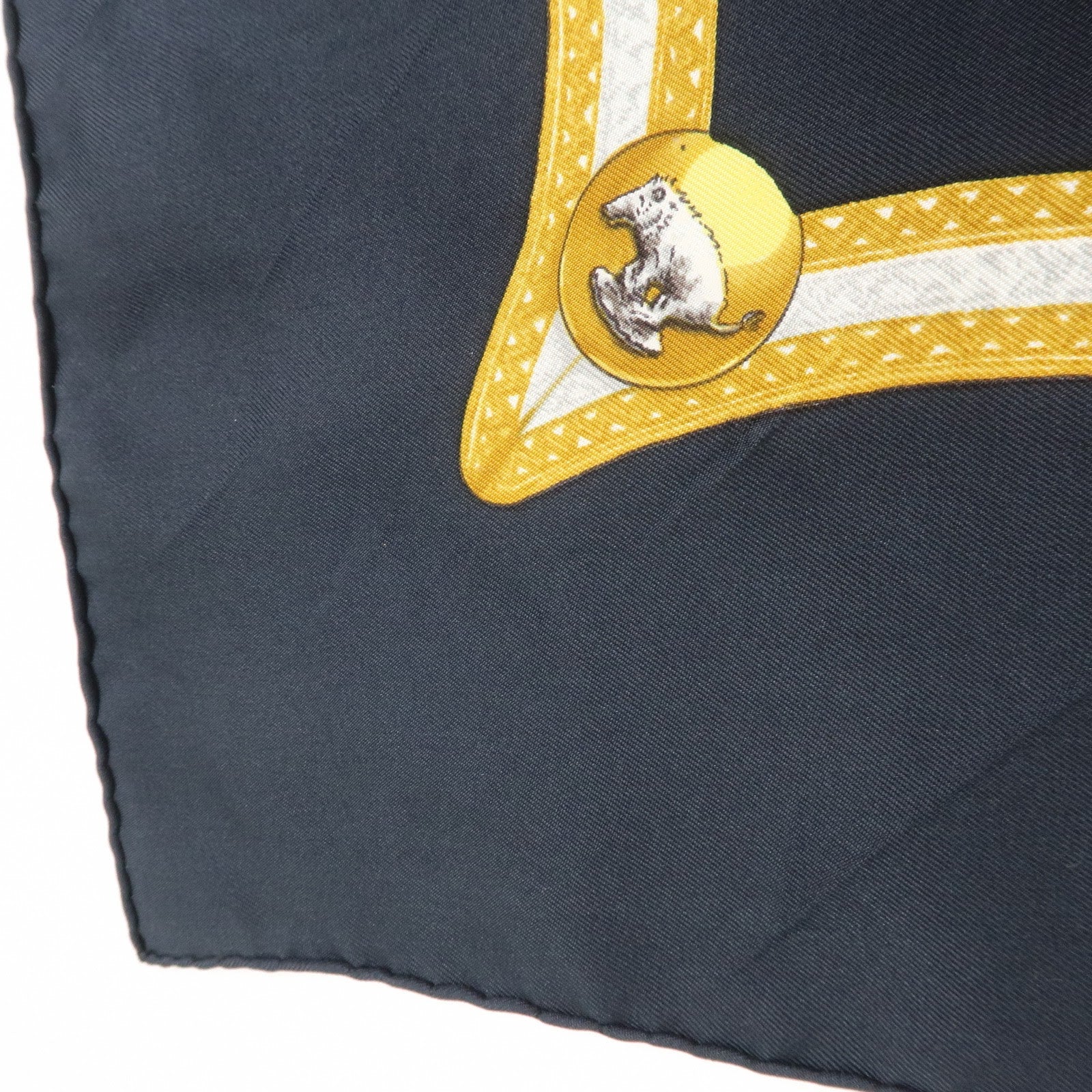HERMES Carre 90 Silk 100% Scarf LE LAISSER COURRE Black