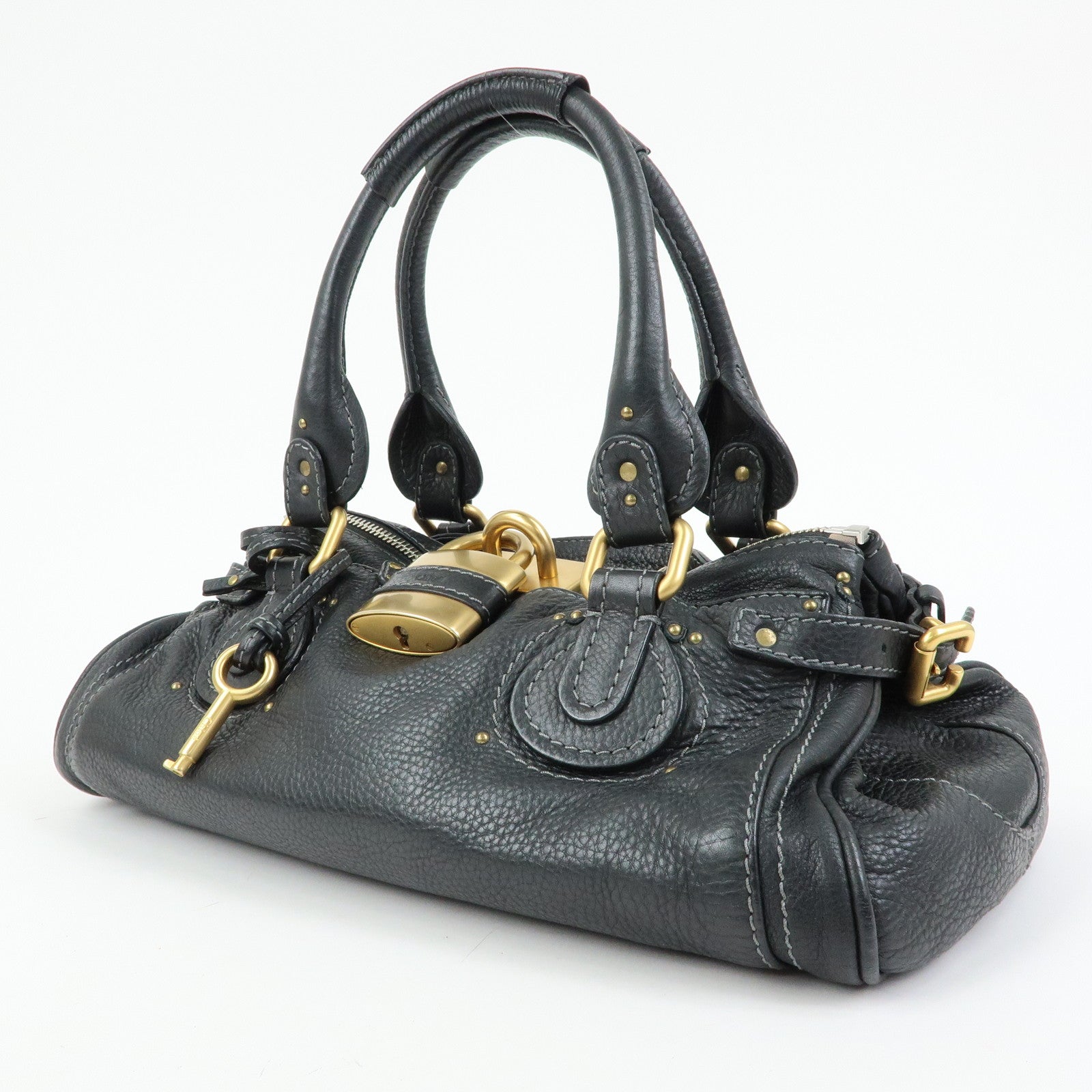 Chloe Paddington Leather Tote Bag Shoulder Bag Hand Bag Black
