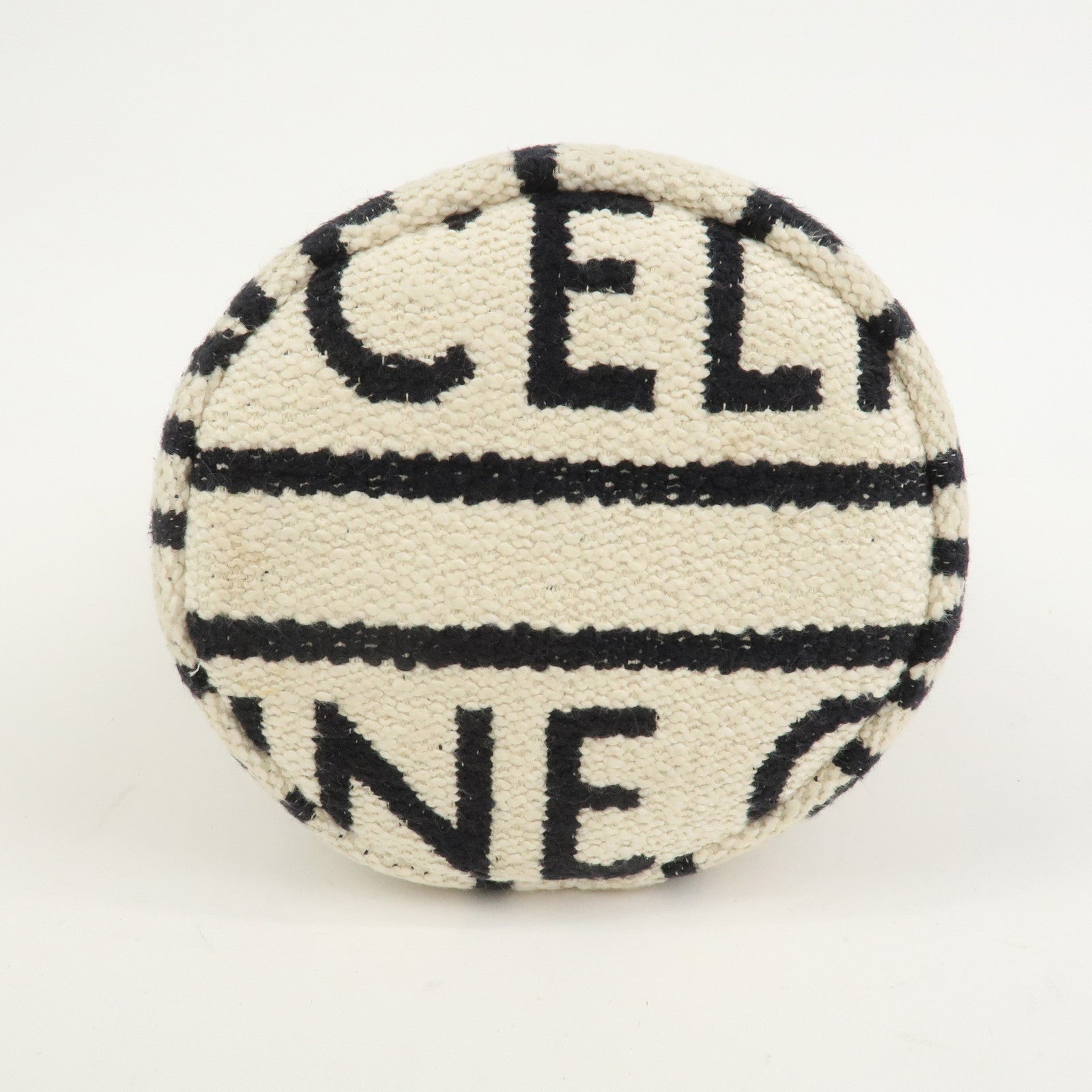 CELINE Teen Drawstring Canvas Leather Hand Bag Natural Brown