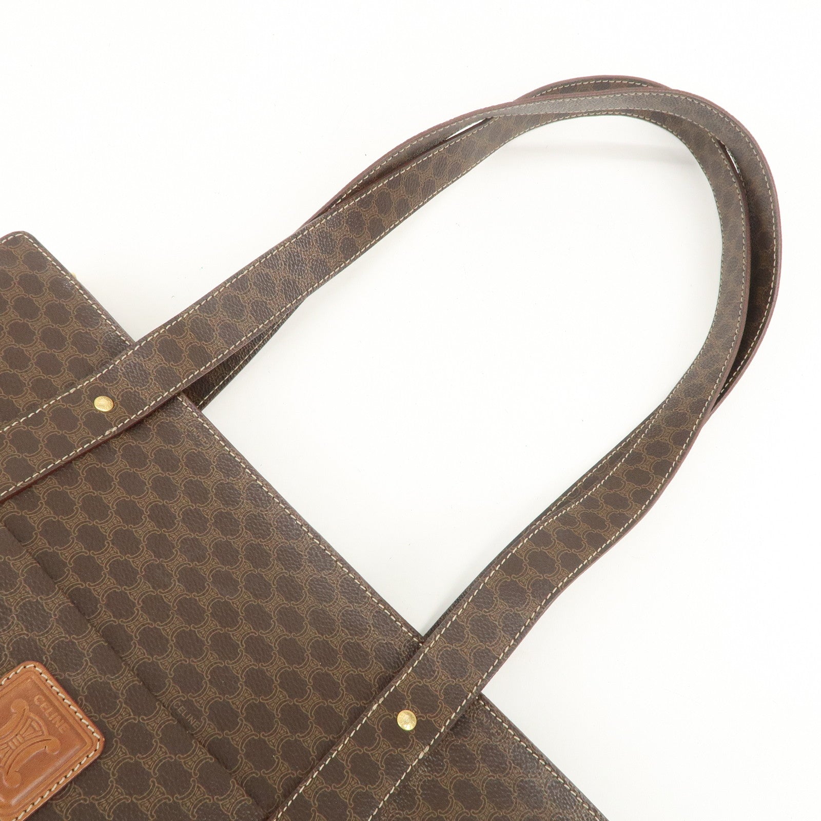 CELINE Macadam PVC Coating Canvas Tote Bag Shoulder Bag Brown