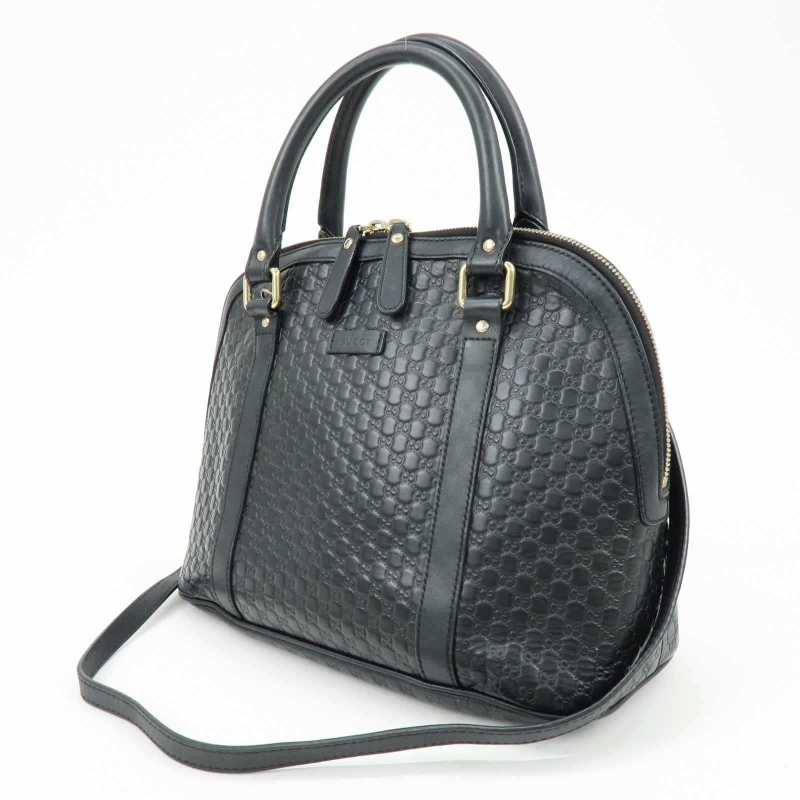 GUCCI Micro Guccissima Leather 2Way Bag Hand Bag Black 449663
