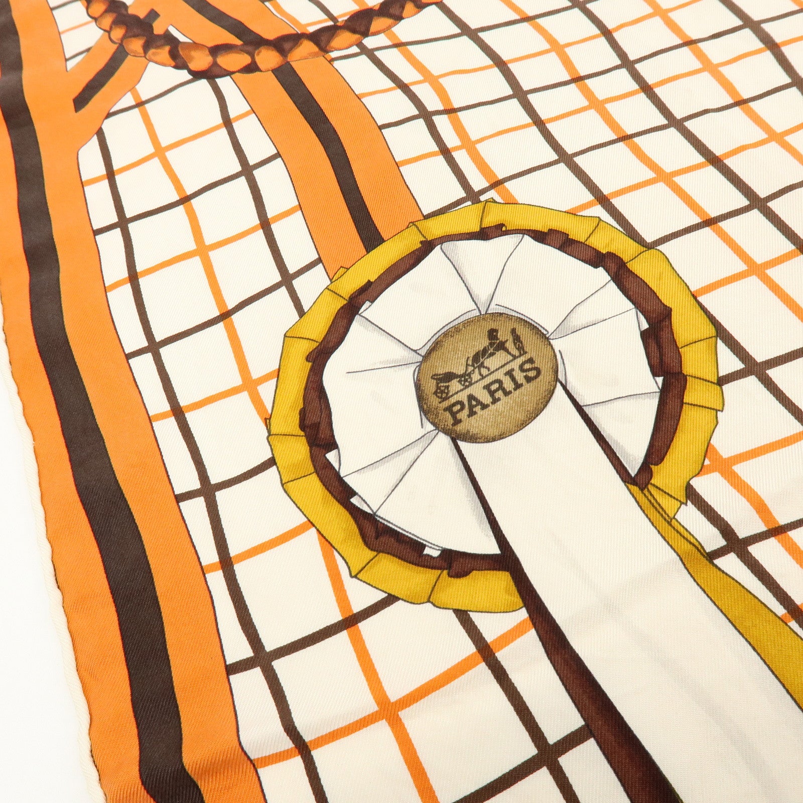 HERMES Carre 90 Silk 100% Scarf Bete de Concours Orange