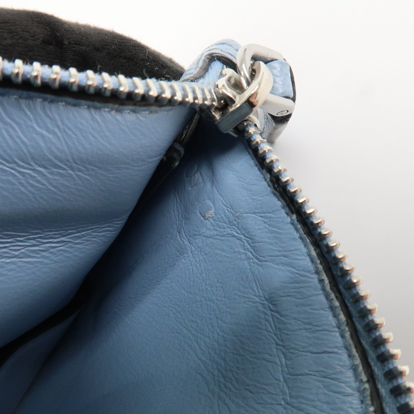 PRADA Triangle Logo Saffiano Leather Card Case Light Blue 2MC084