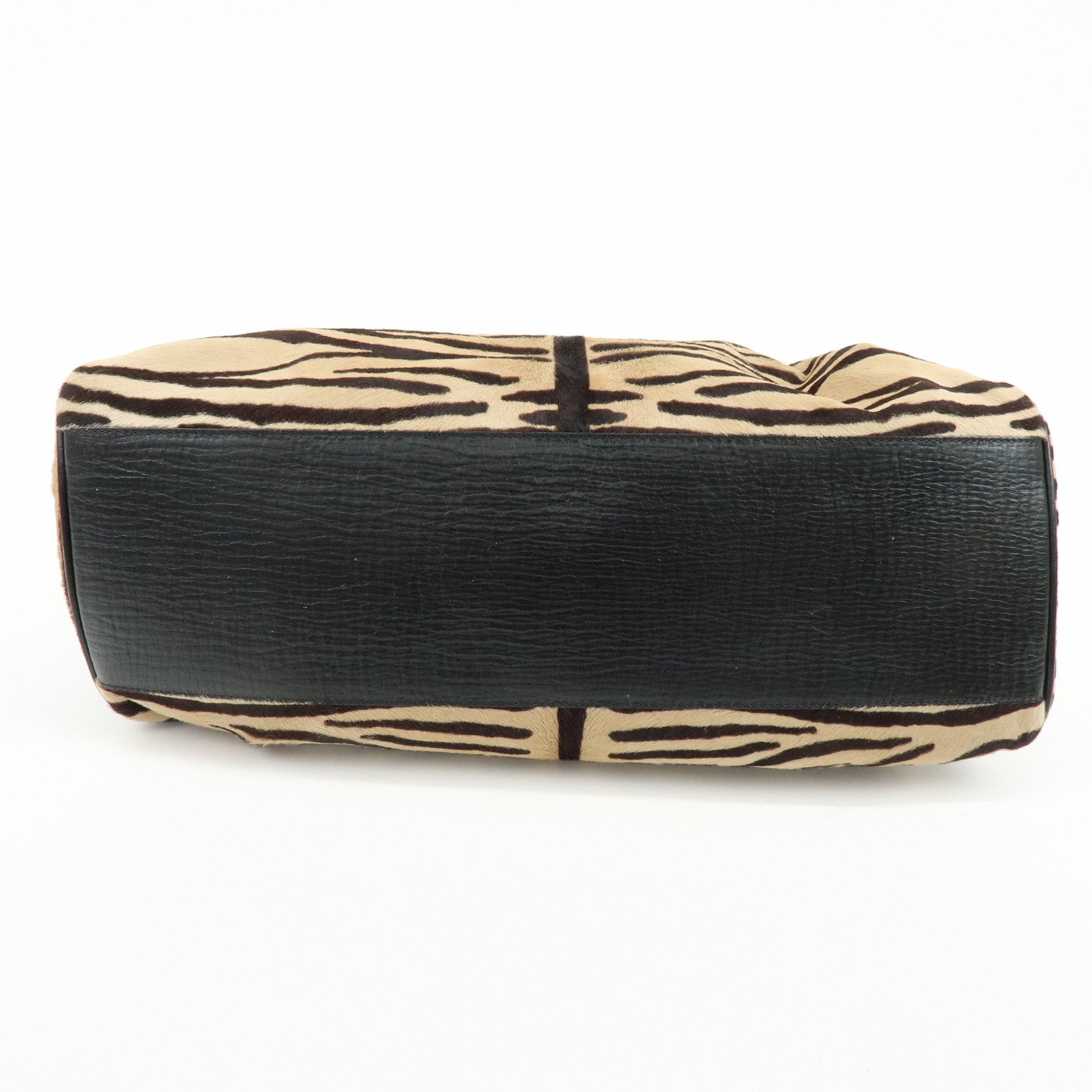 FENDI Etnico Calf Hair Leather Tote Bag Shoulder Bag Brown 8BN162