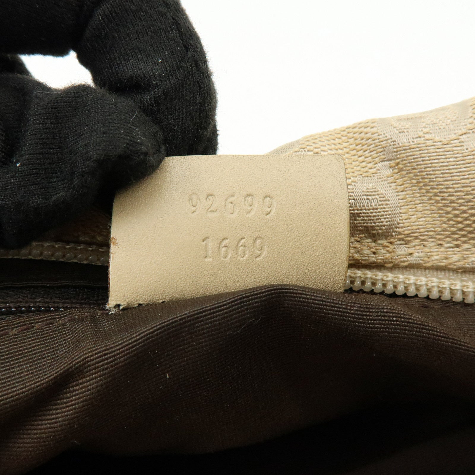 GUCCI GG Canvas Leather Shoulder Bag Hand Bag Beige 92699