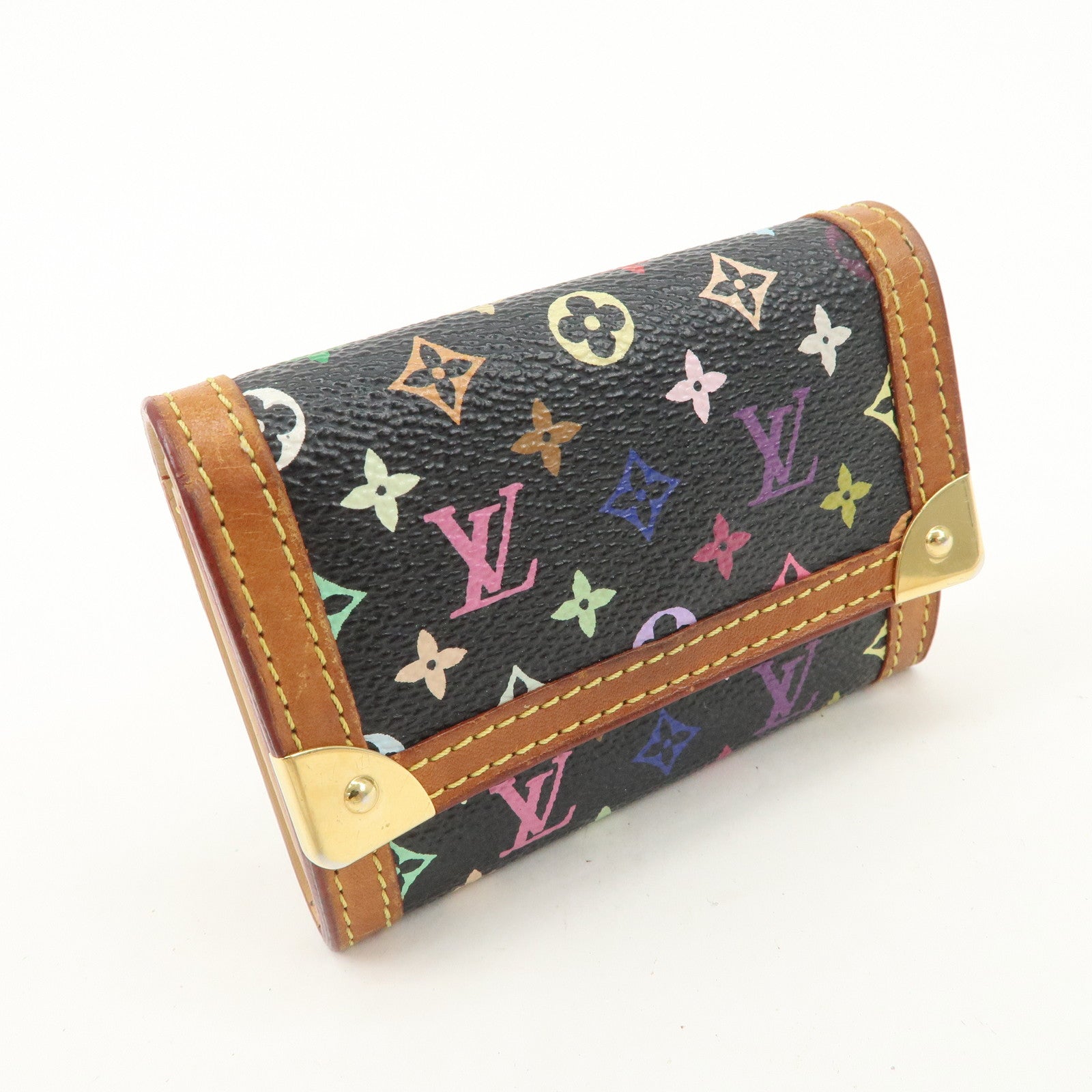 Louis Vuitton Monogram Multicolor Porte Monnaie Plat Coin Case Noir M92656 Used