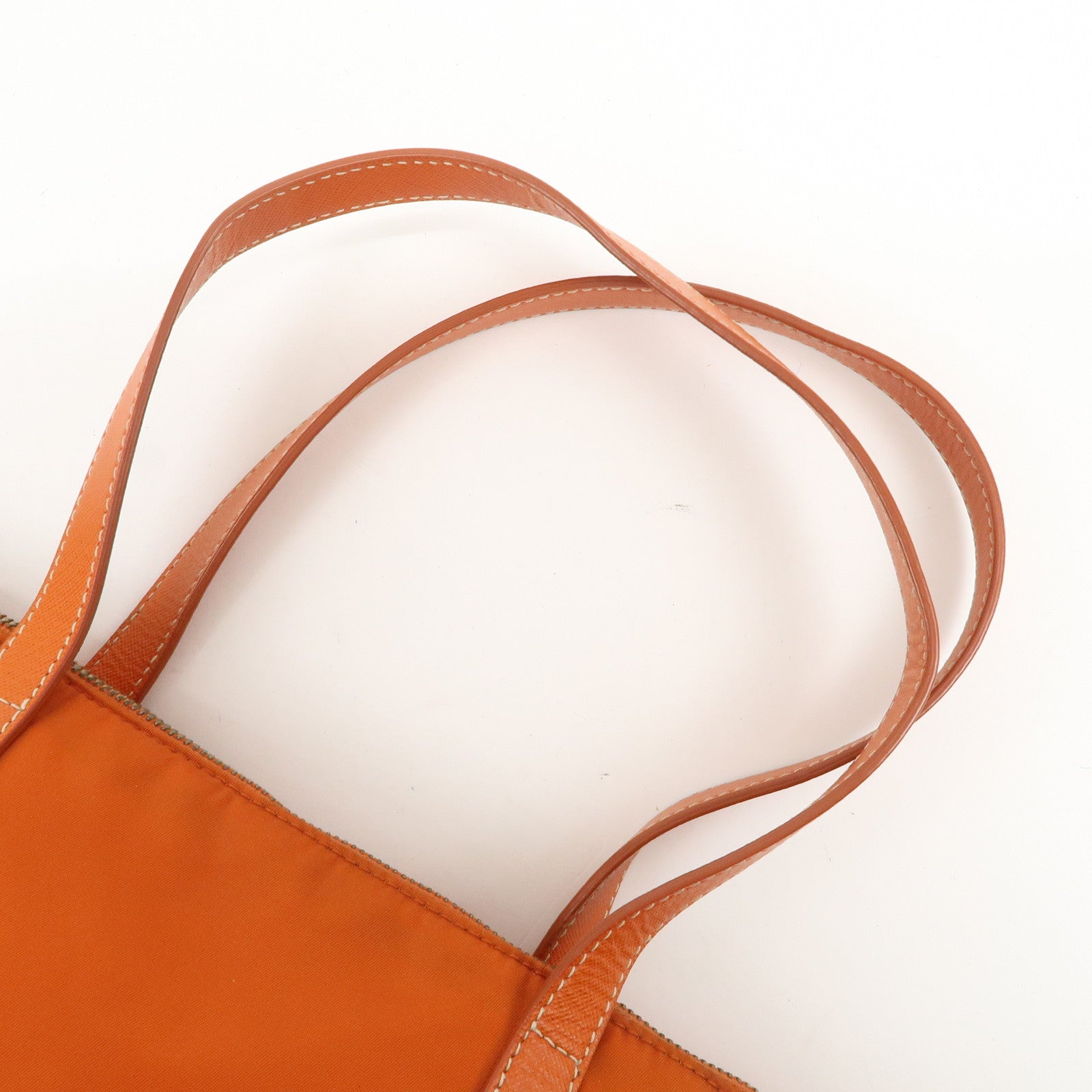 PRADA Nylon Saffiano Leather Tote Bag Hand Bag Orange
