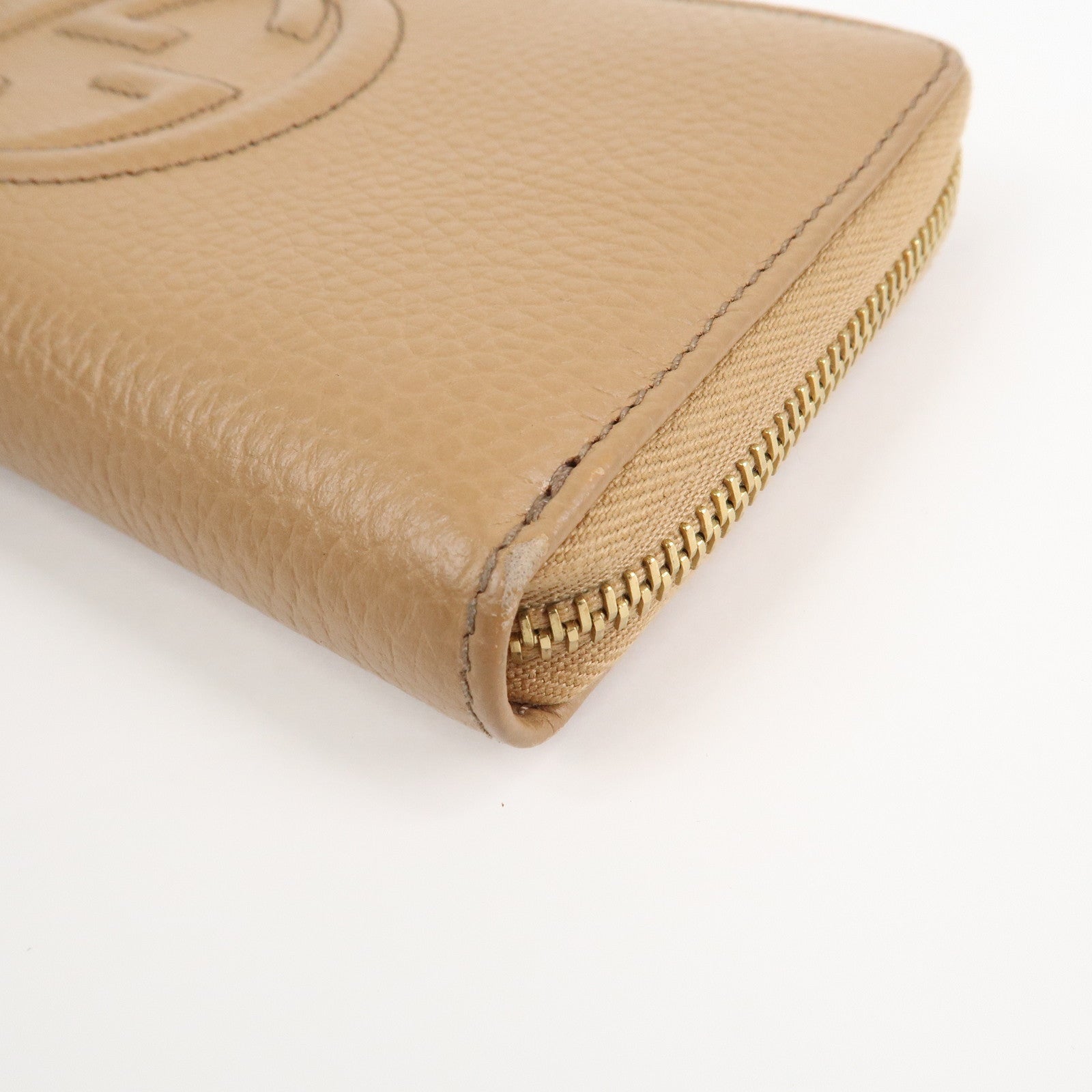 GUCCI SOHO Leather Round Zippy Long Wallet Beige 598187