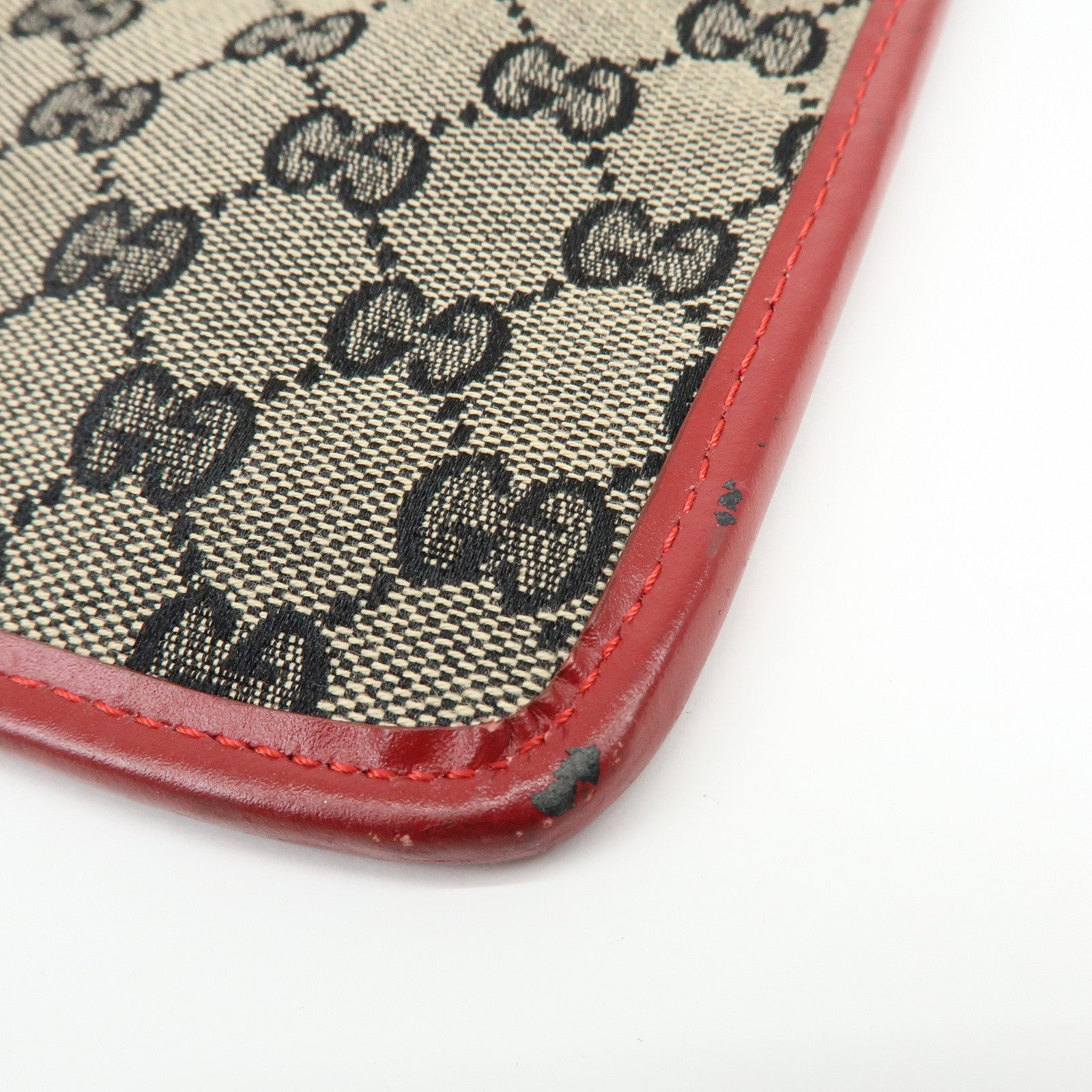 GUCCI GG Canvas Leather Shoulder Bag Beige Red 019・0348・200047