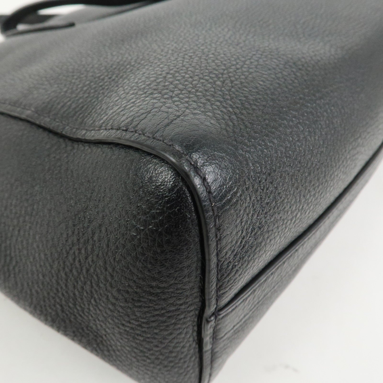 PRADA Logo Leather Shoulder Bag Tote Bag Black 1BG111