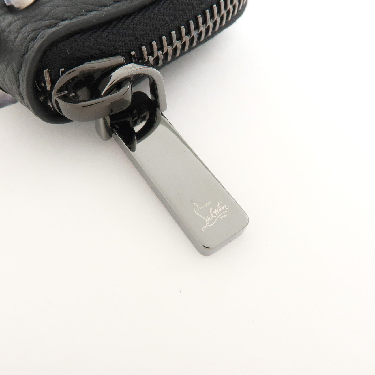 Christian Louboutin Leather Panettone Studs Key Case Black