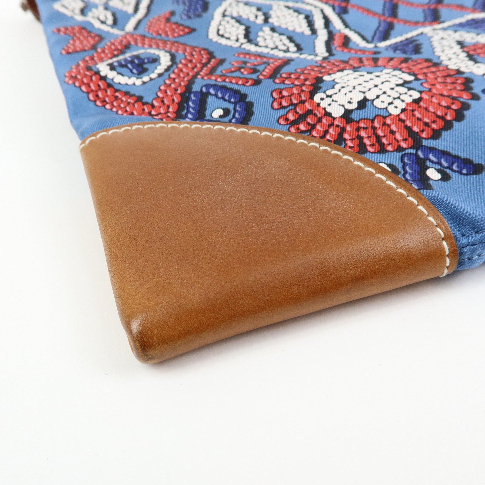 HERMS Silky City PM Silk Leather Shoulder Bag Kelly en Perles Blue